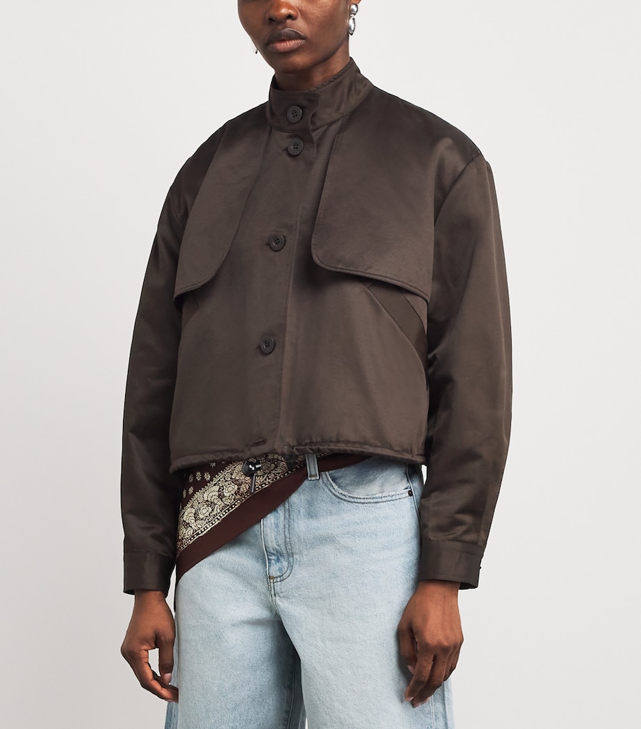 Claudie Pierlot Womens Satin-Effect Wide-Fit Jacket Brown Image 4