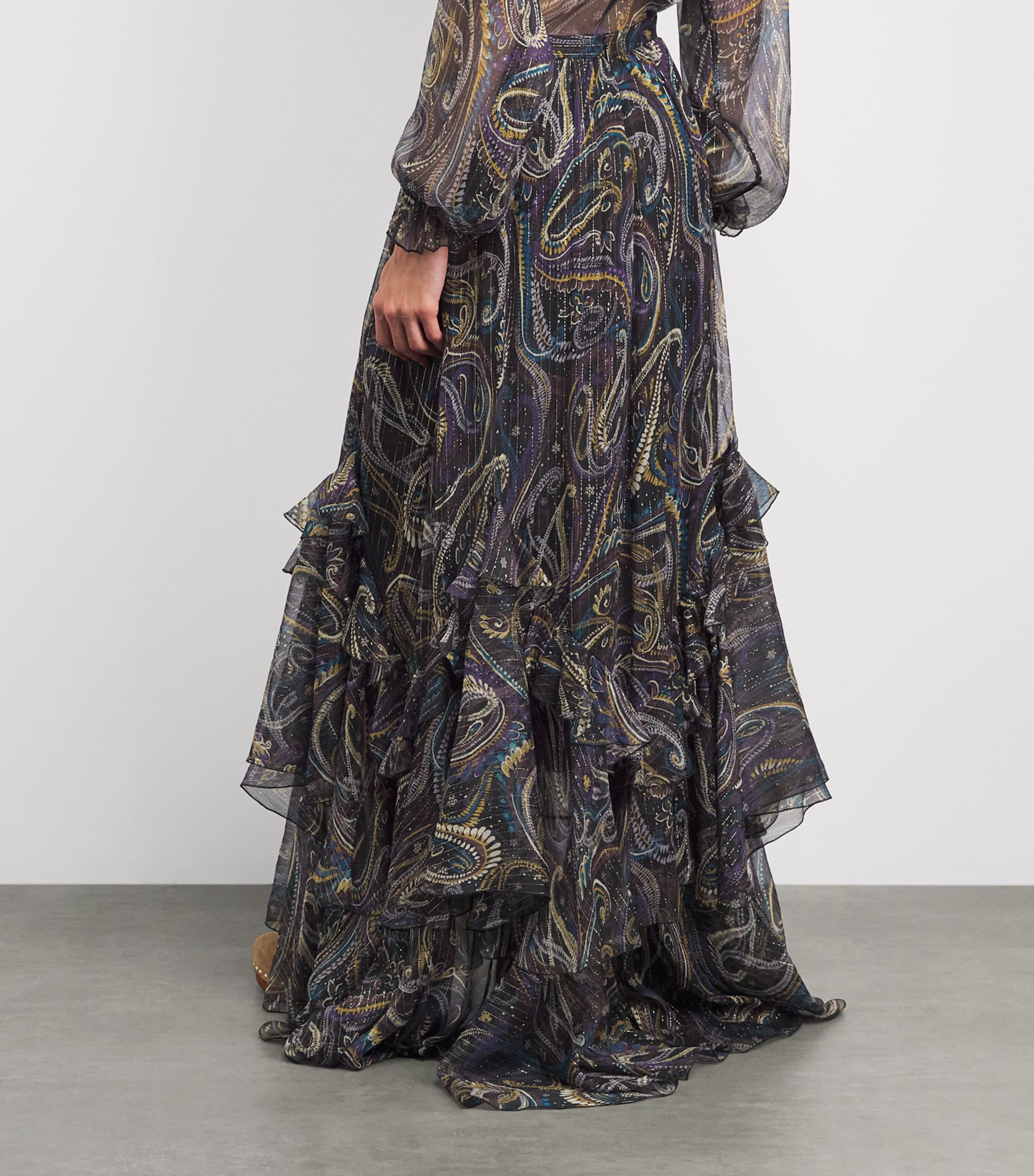 Etro Womens Silk-Blend Paisley Maxi Skirt Image 5