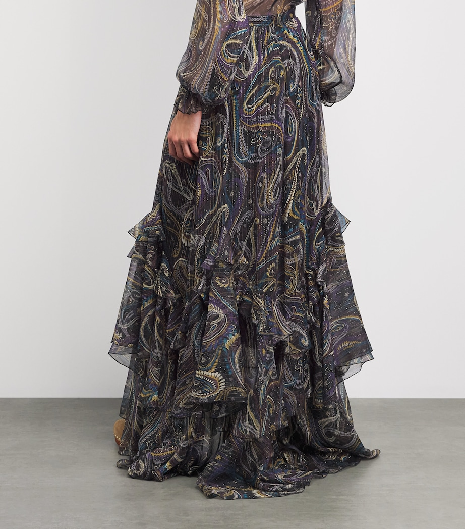 Etro Womens Silk-Blend Paisley Maxi Skirt Image 5