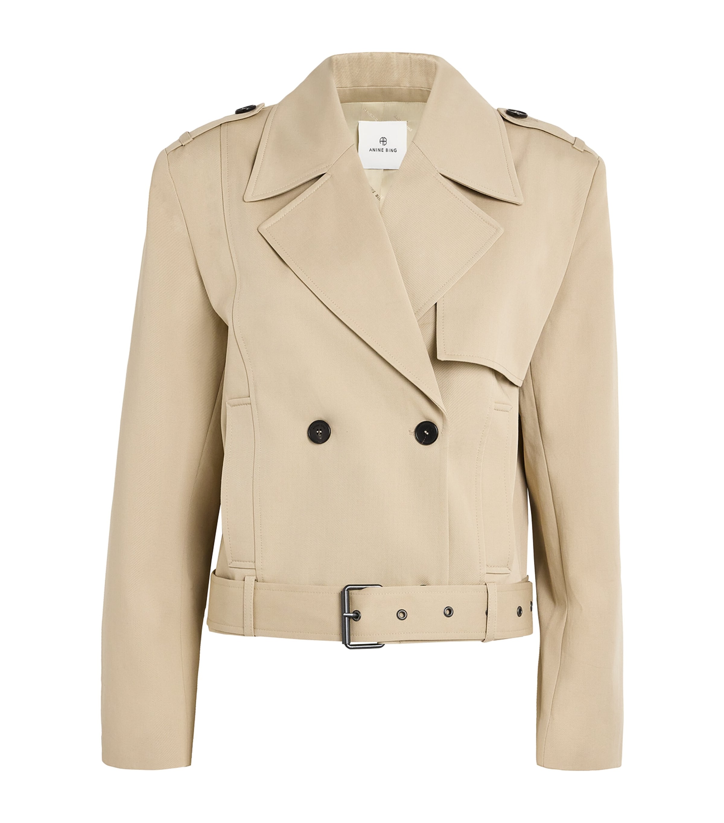 Anine Bing Greer Trench Short Jacket In Brown