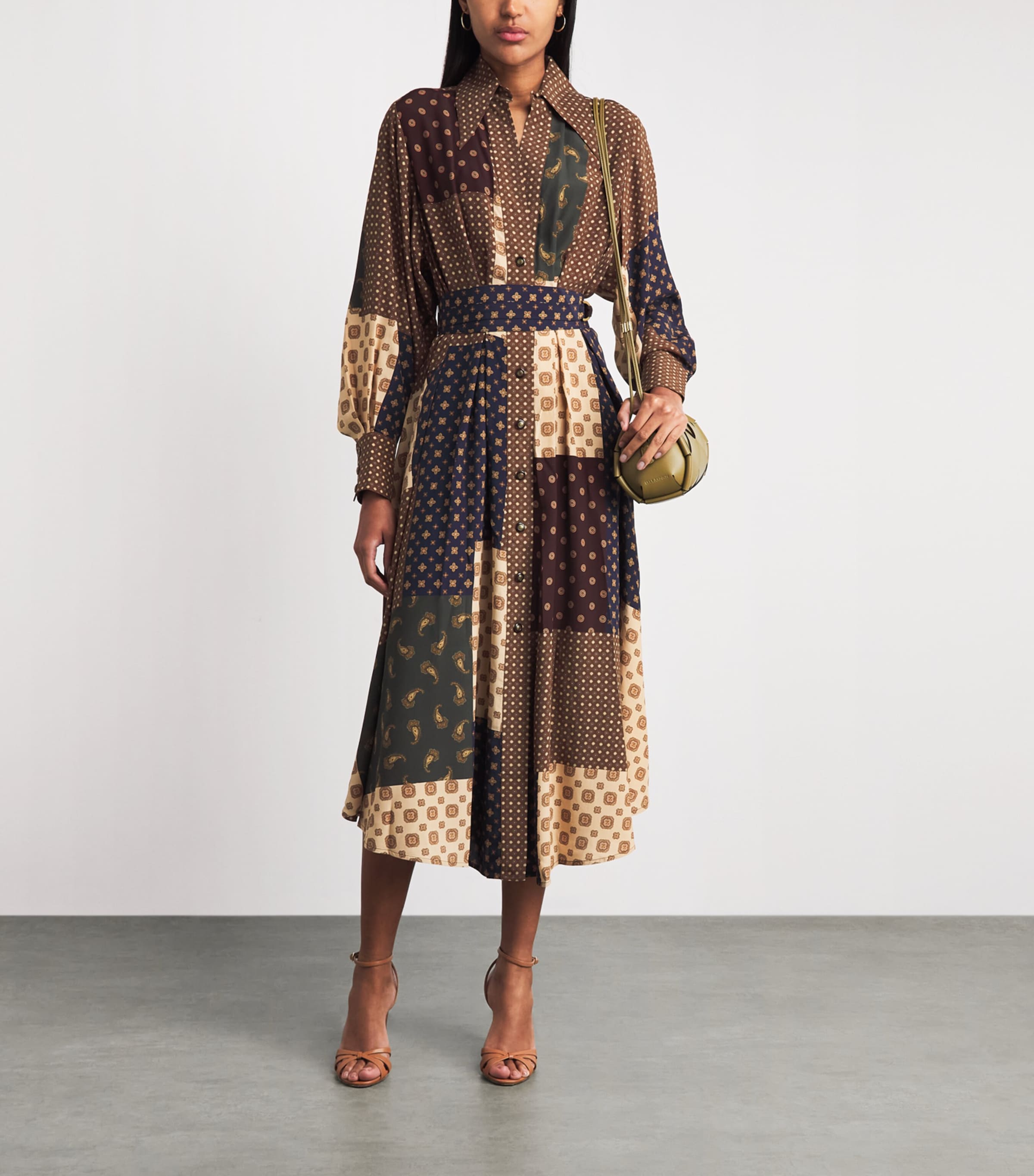 Zimmermann Womens Printed Tuck Midi Dress Geo Patch Print Image 2