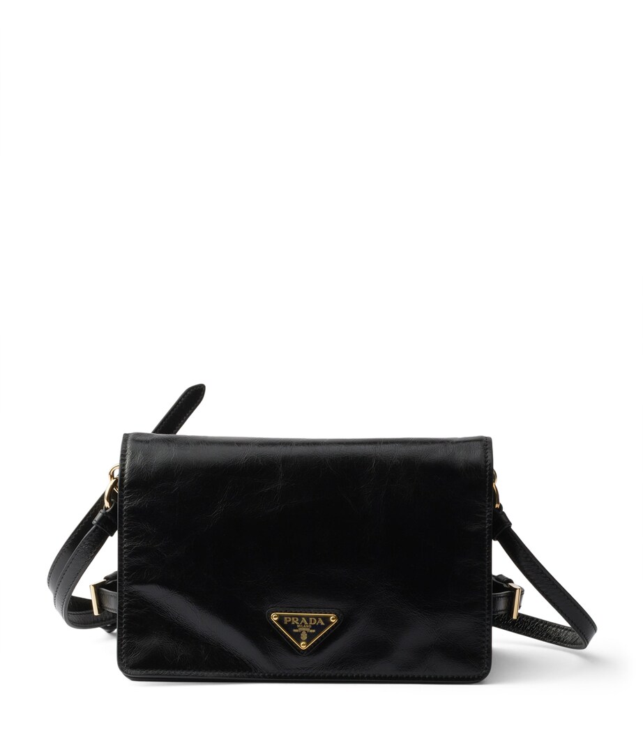 Prada Mini Leather Wallet with Strap Black Image 1