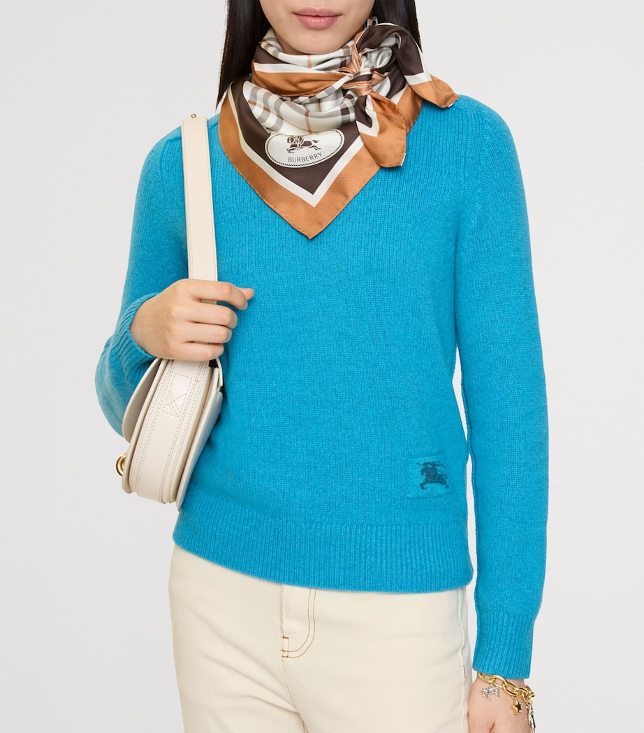 Silk Check Scarf PEBBLE WHITE Image 4