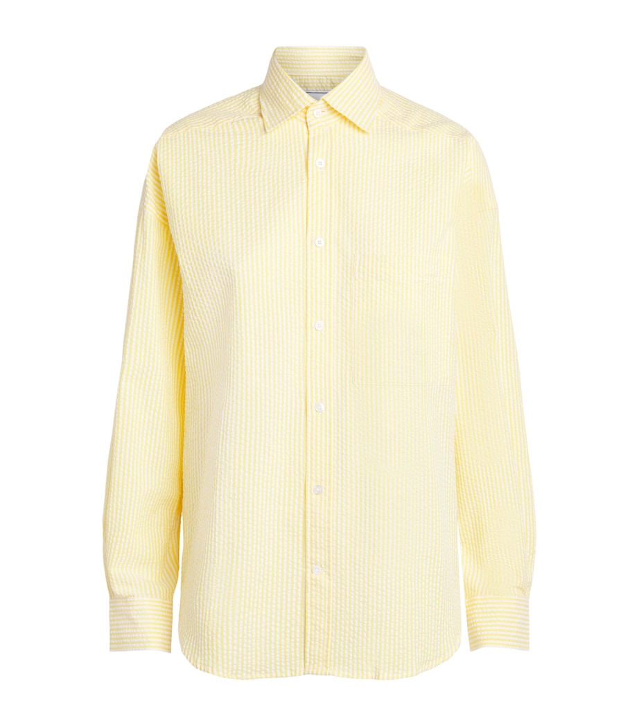 With Nothing Underneath Womens Seersucker Striped The Weekend Shirt Yellow Stripe Image 1