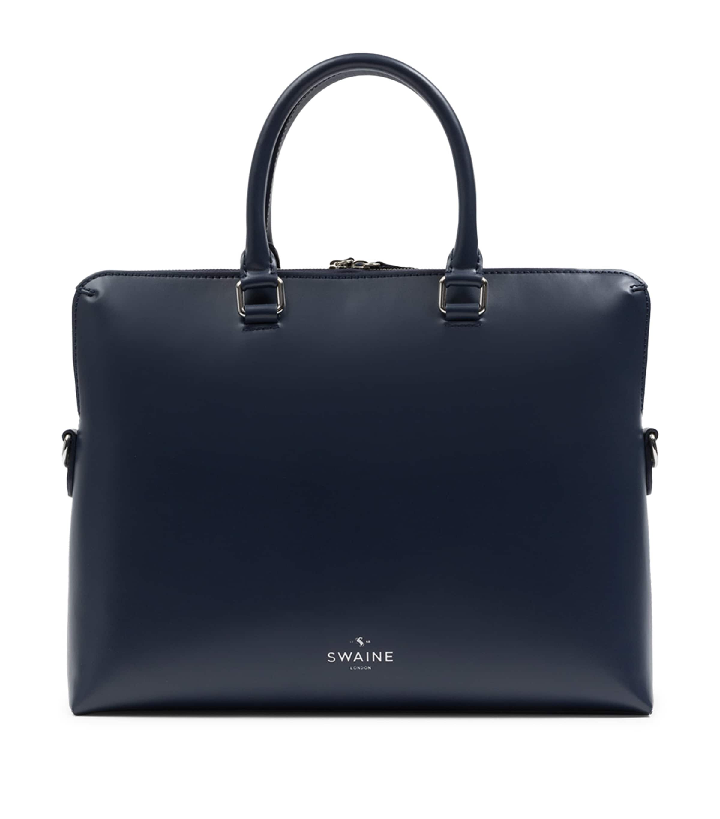 Leather Piccadilly Briefcase NAVY Image 1