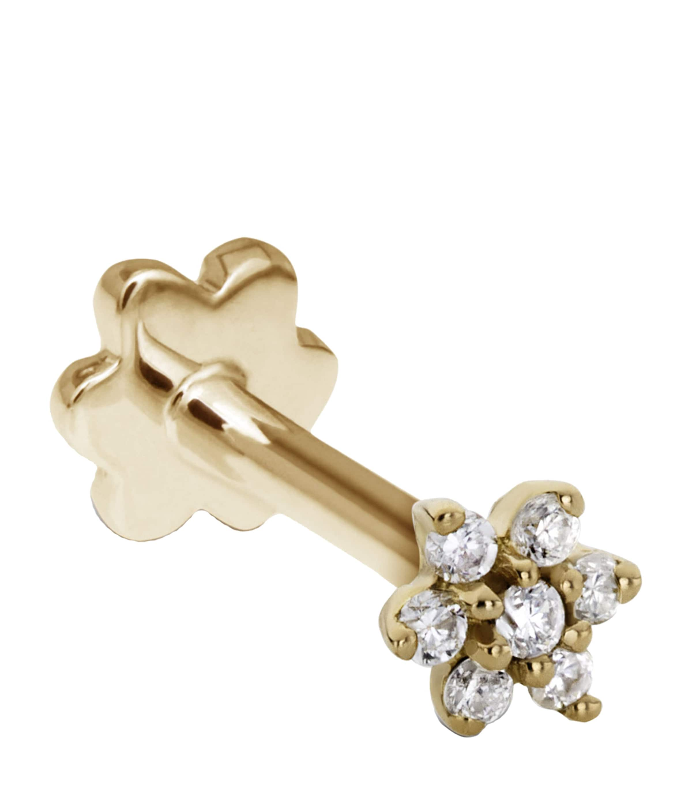 Maria Tash Diamond Flower Threaded Single Stud Earring In Gold