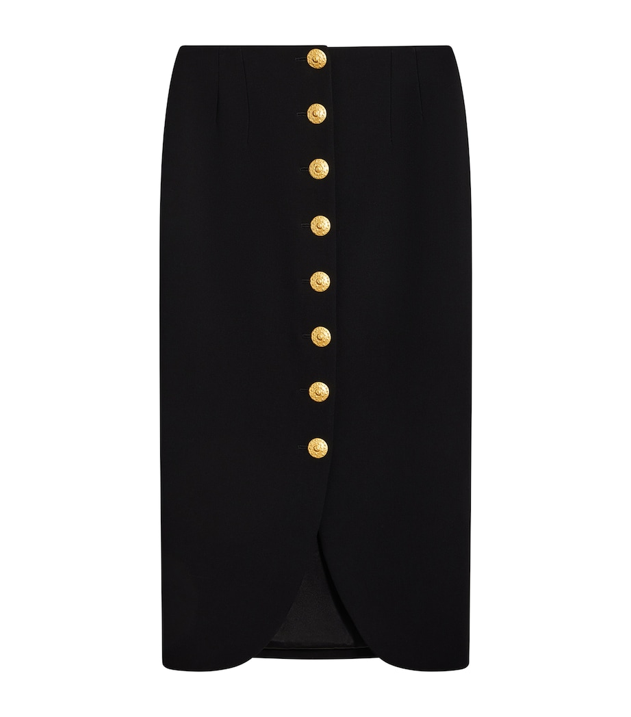 Schiaparelli Womens Virgin Wool-Blend Bijoux Pencil Skirt Black Image 4