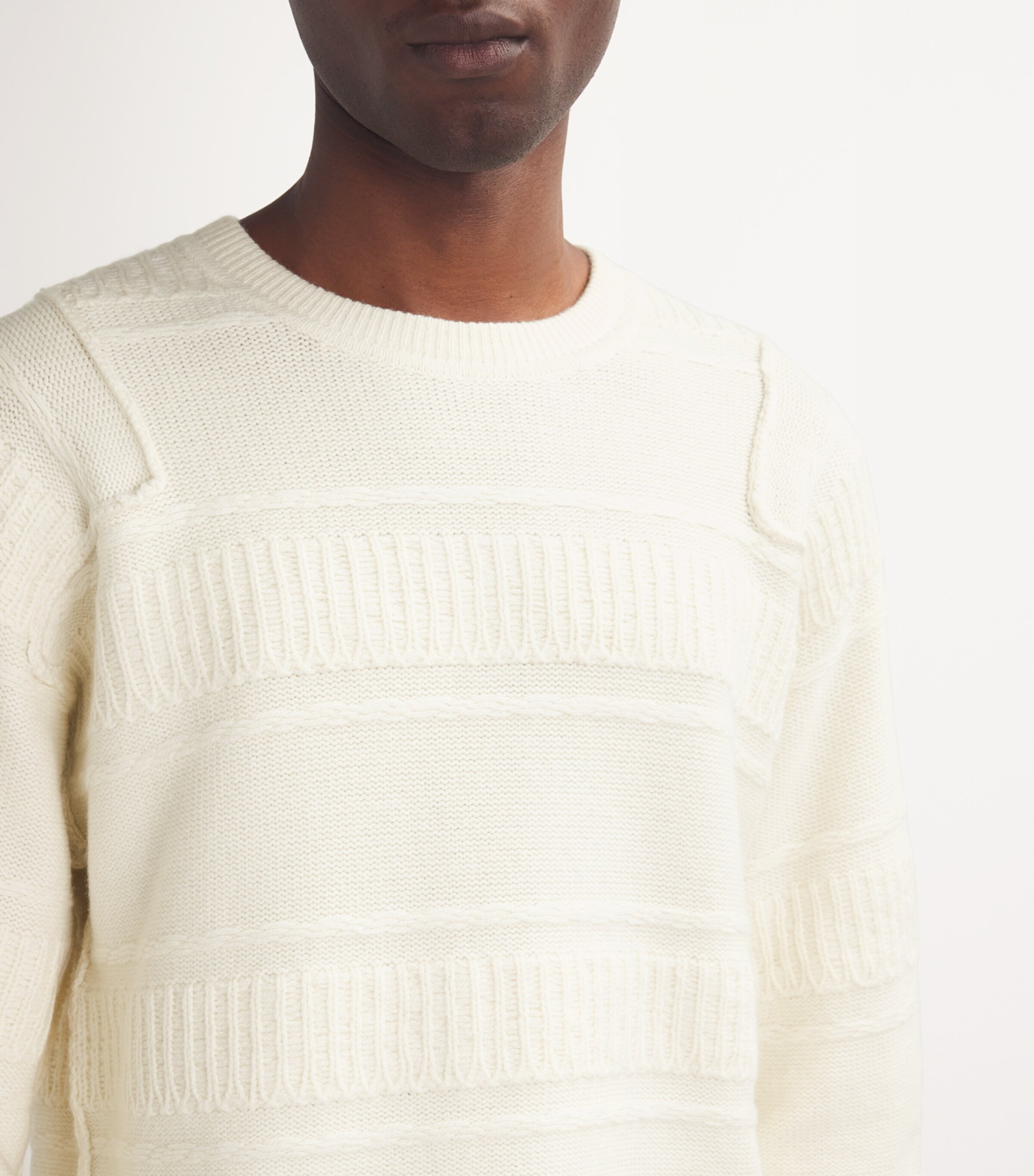 Rag & Bone Mens Merino-Blend 3D Jacquard Sweater Ivory Image 6