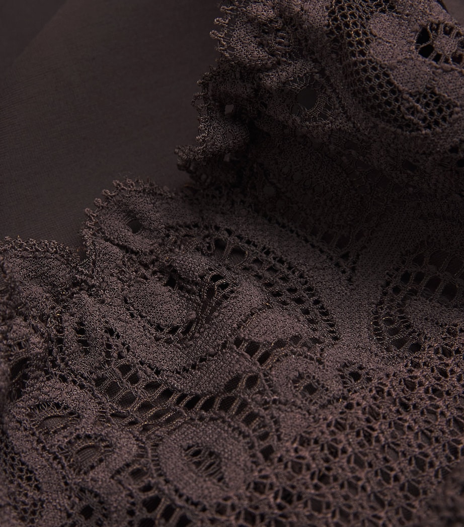 Maison Lejaby Womens Cotton Lace-Detail Gaby Briefs Cola Image 4