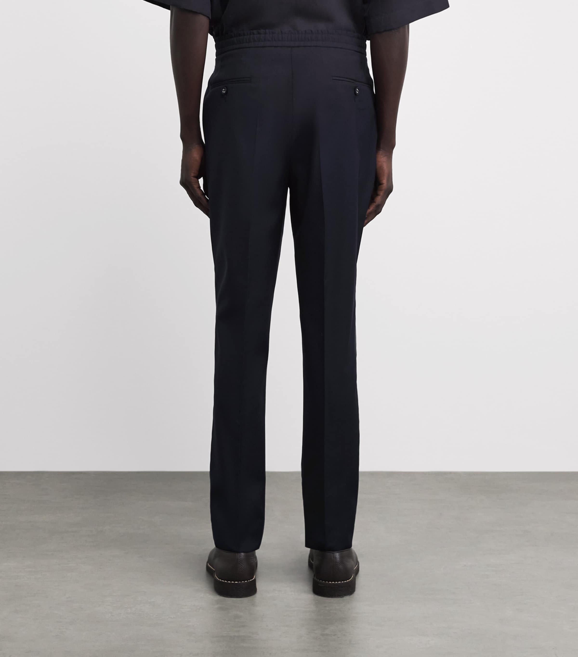 Wool Drew Drawstring Trousers DARK NAVY Image 5