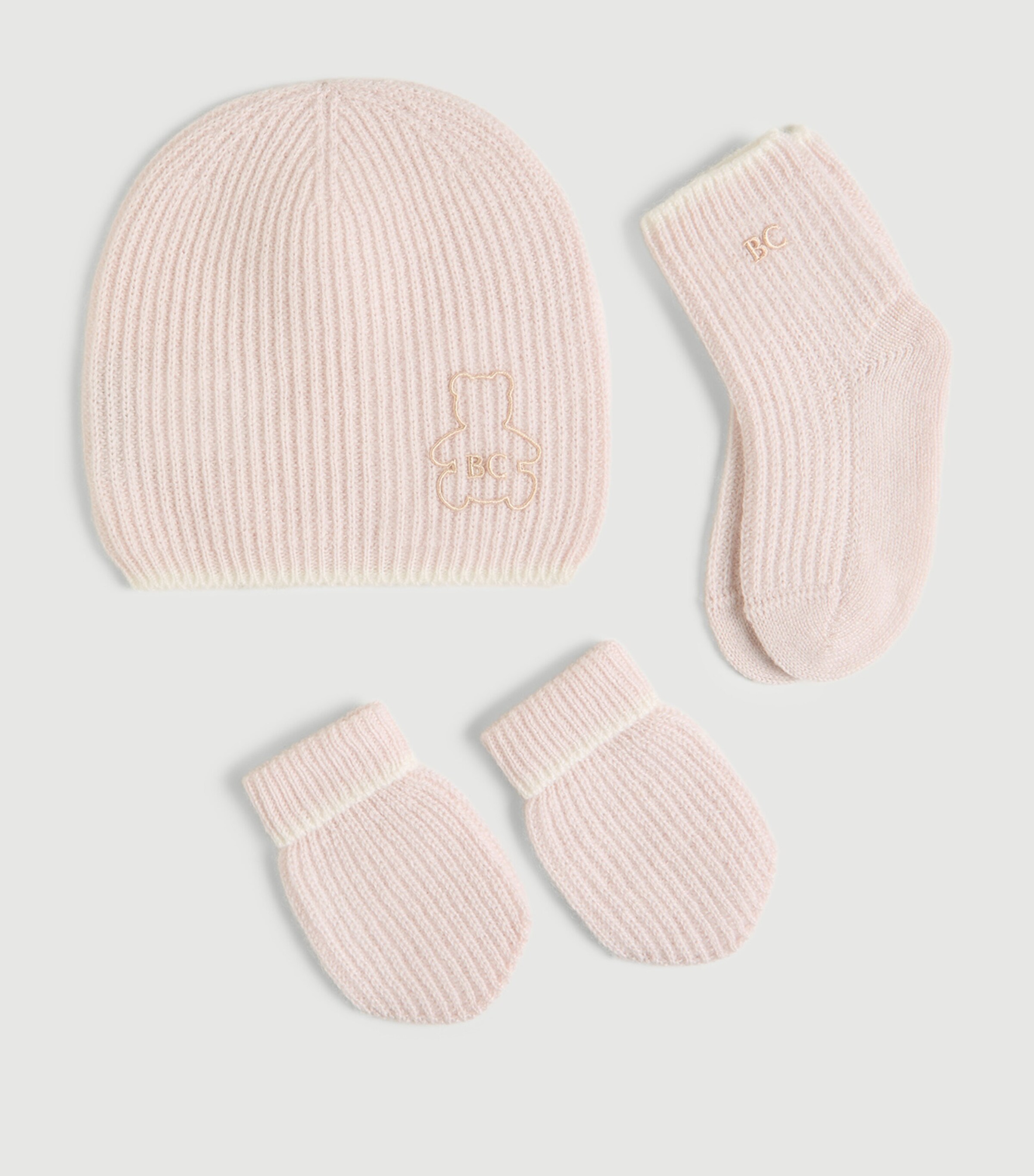 Brunello Cucinelli Kids Cashmere Rib Beanie, Mittens and Socks Set Image 4