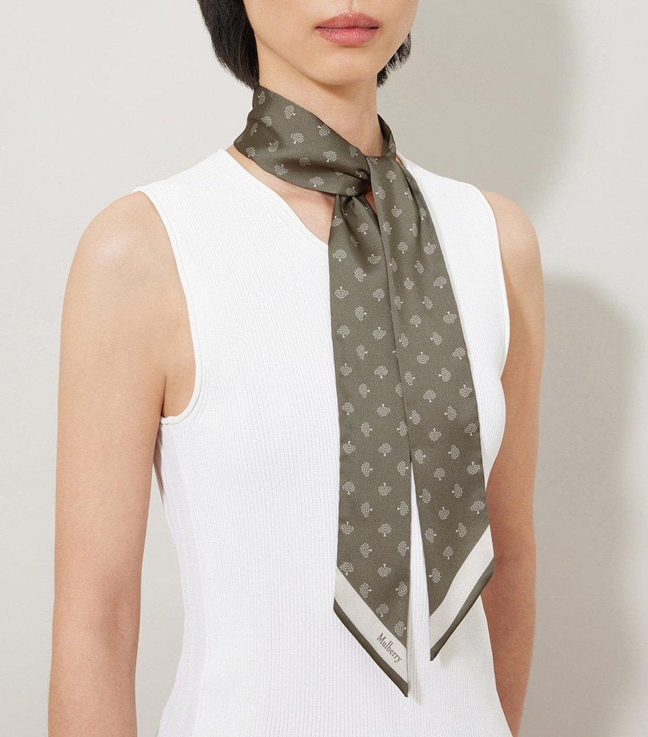Mulberry Mulberry Tree Skinny Scarf Linen Green Image 2