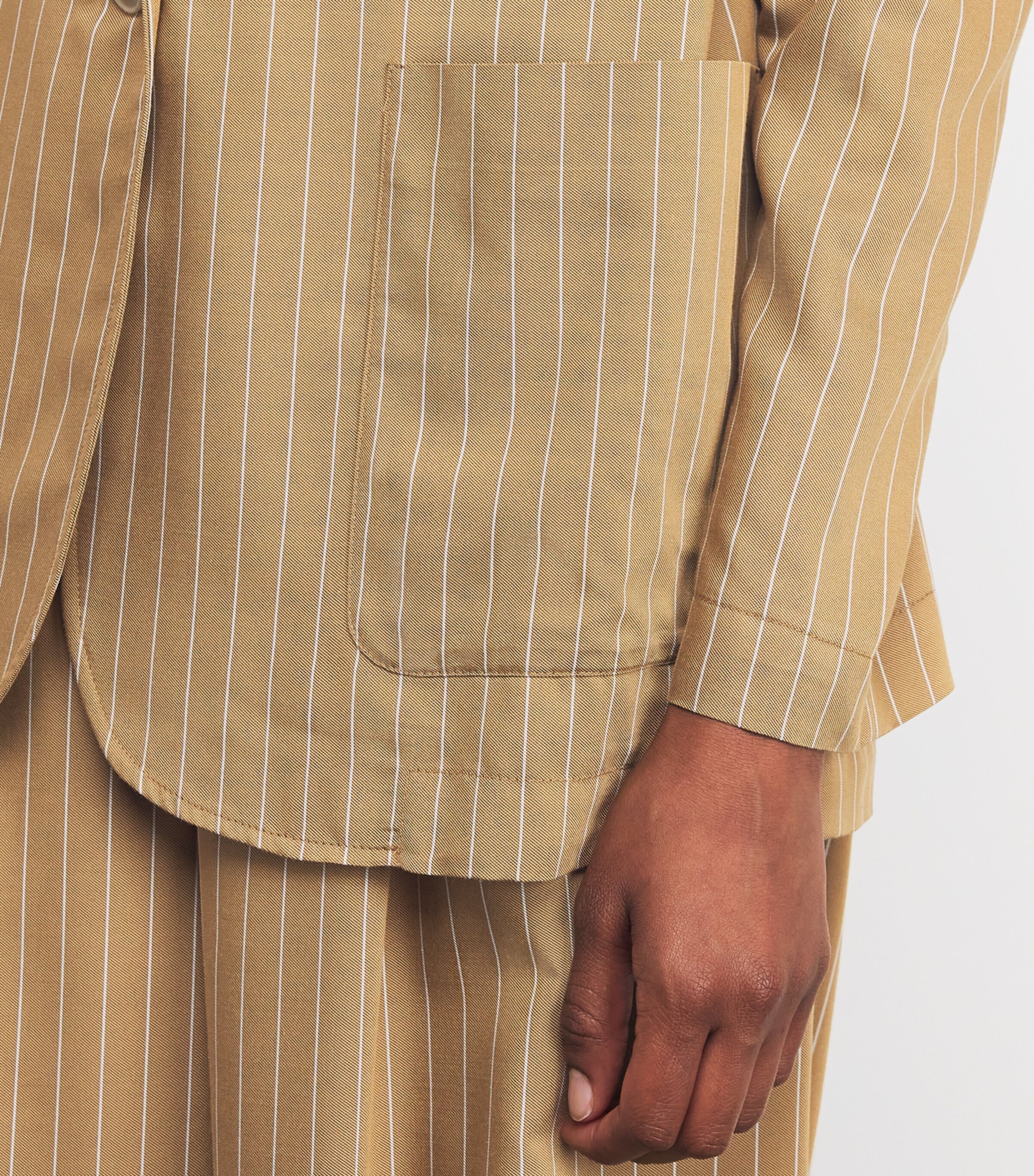 Pinstripe Single-Breasted Blazer OCHRE Image 6