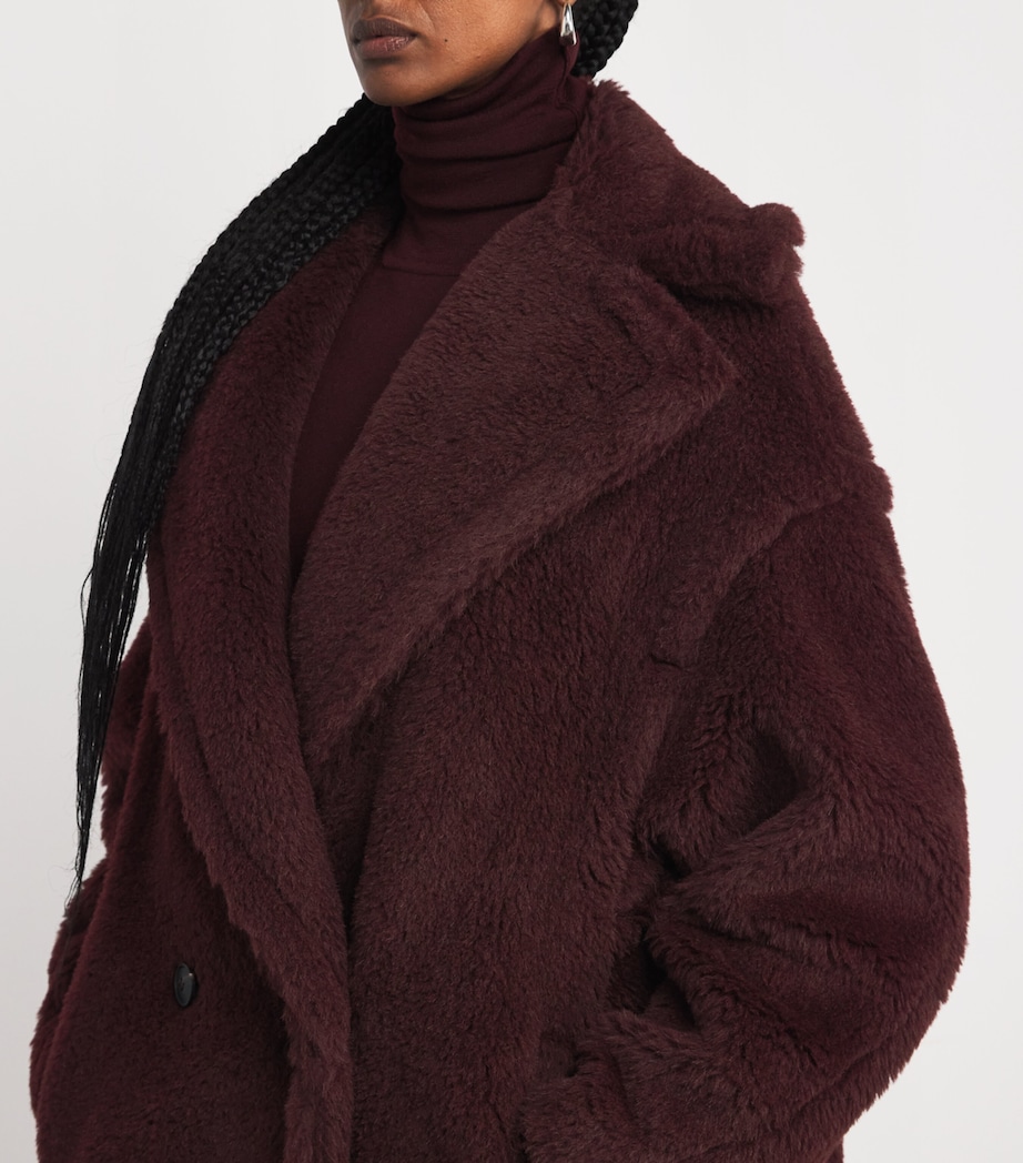 Wool-Silk Teddy Double-Breasted Coat CHERRY Image 6
