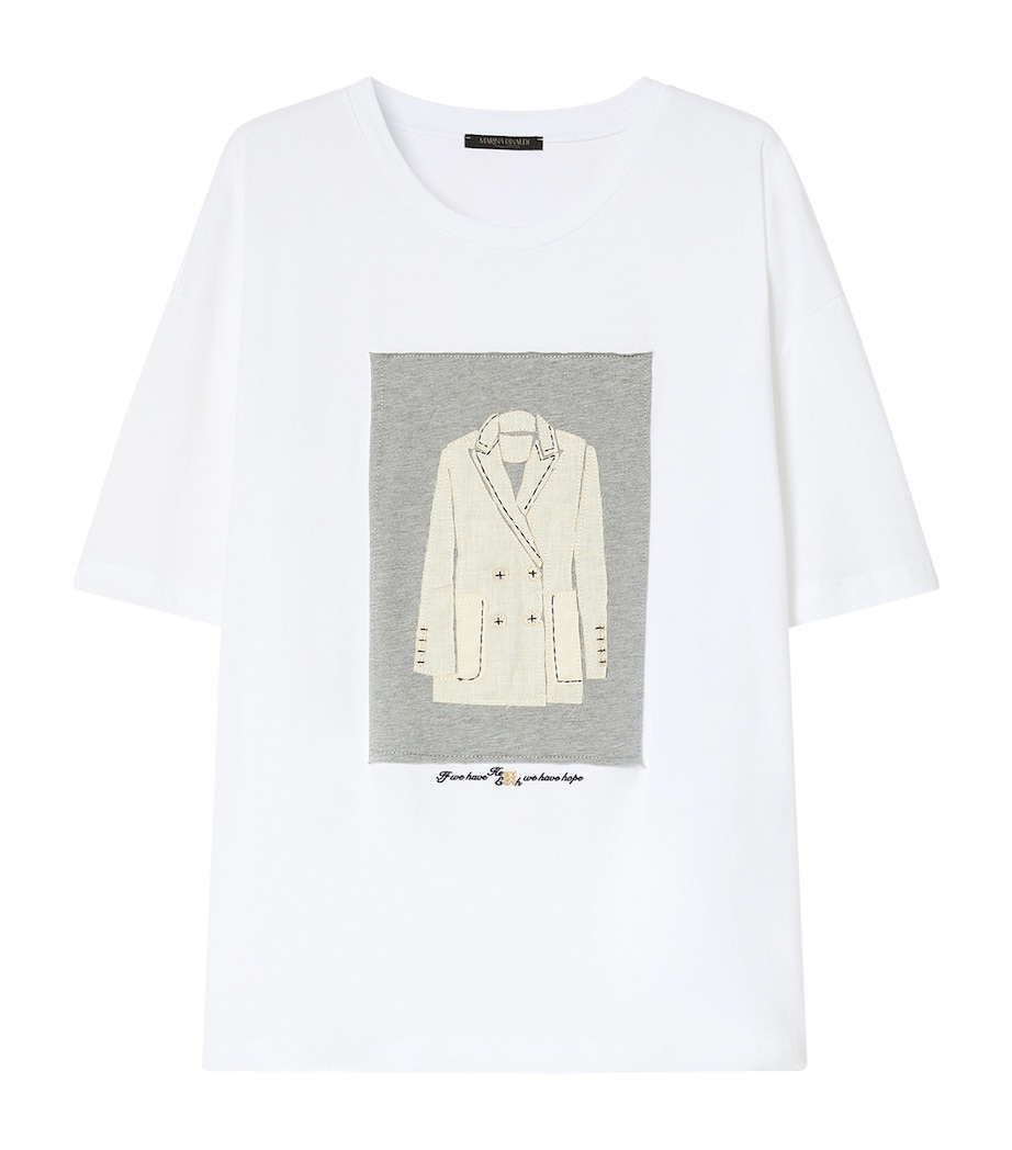 Marina Rinaldi Womens Graphic Appliqué T-Shirt Optical White Image 1
