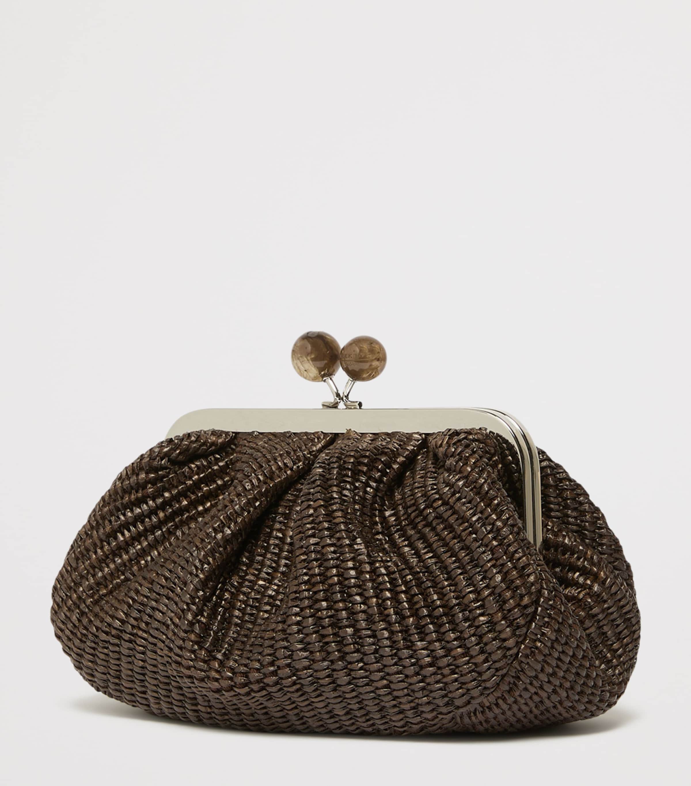 Weekend Max Mara Small Woven Pasticcino Clutch Bag Dark Brown Image 3