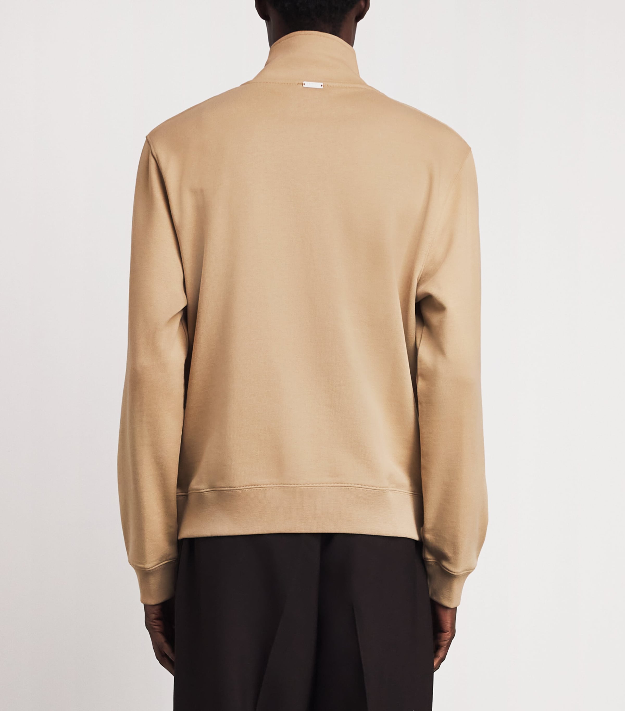 Sandro Paris Mens Cotton Half-Zip Sweatshirt Cappucino Image 5