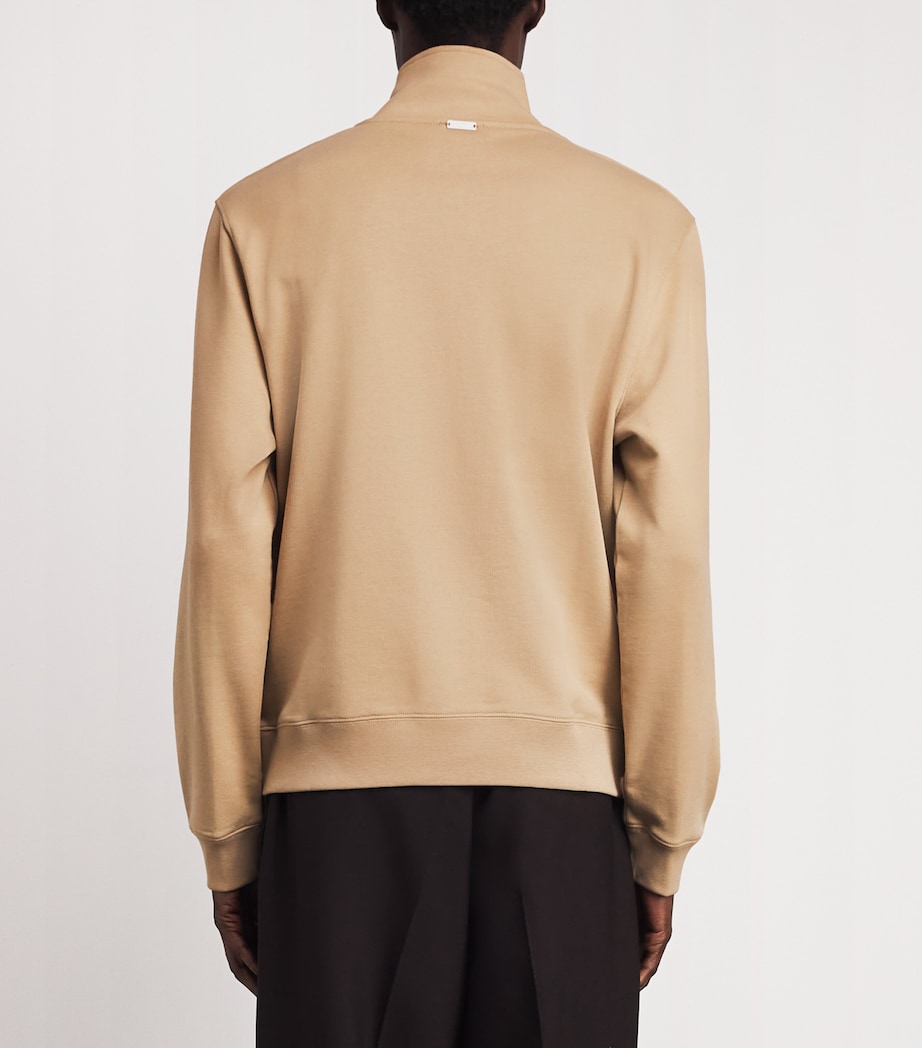 Sandro Paris Mens Cotton Half-Zip Sweatshirt Cappucino Image 5