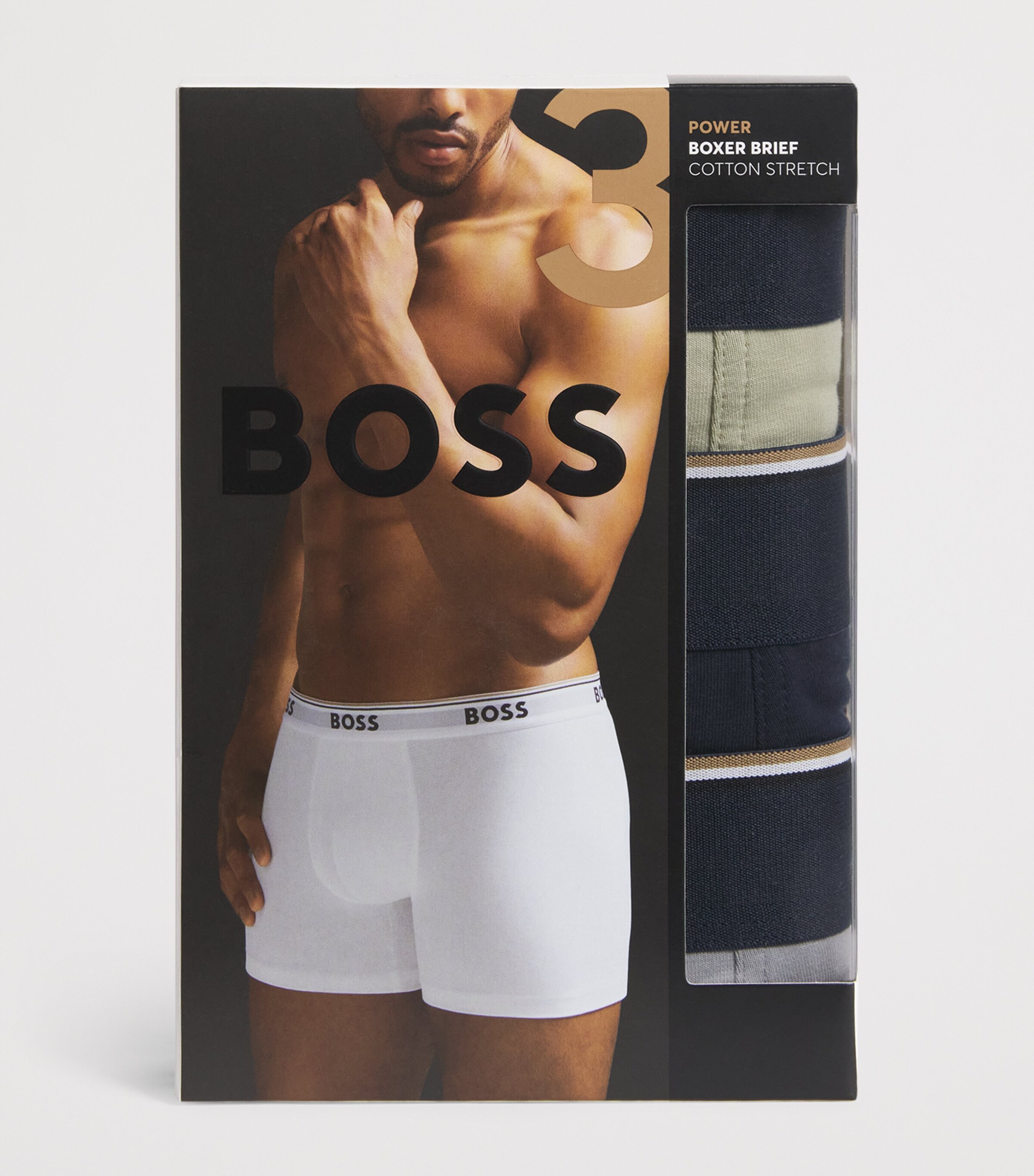 BOSS Mens Stretch-Cotton Power Briefs (Pack of 3) Open Misc Image 4