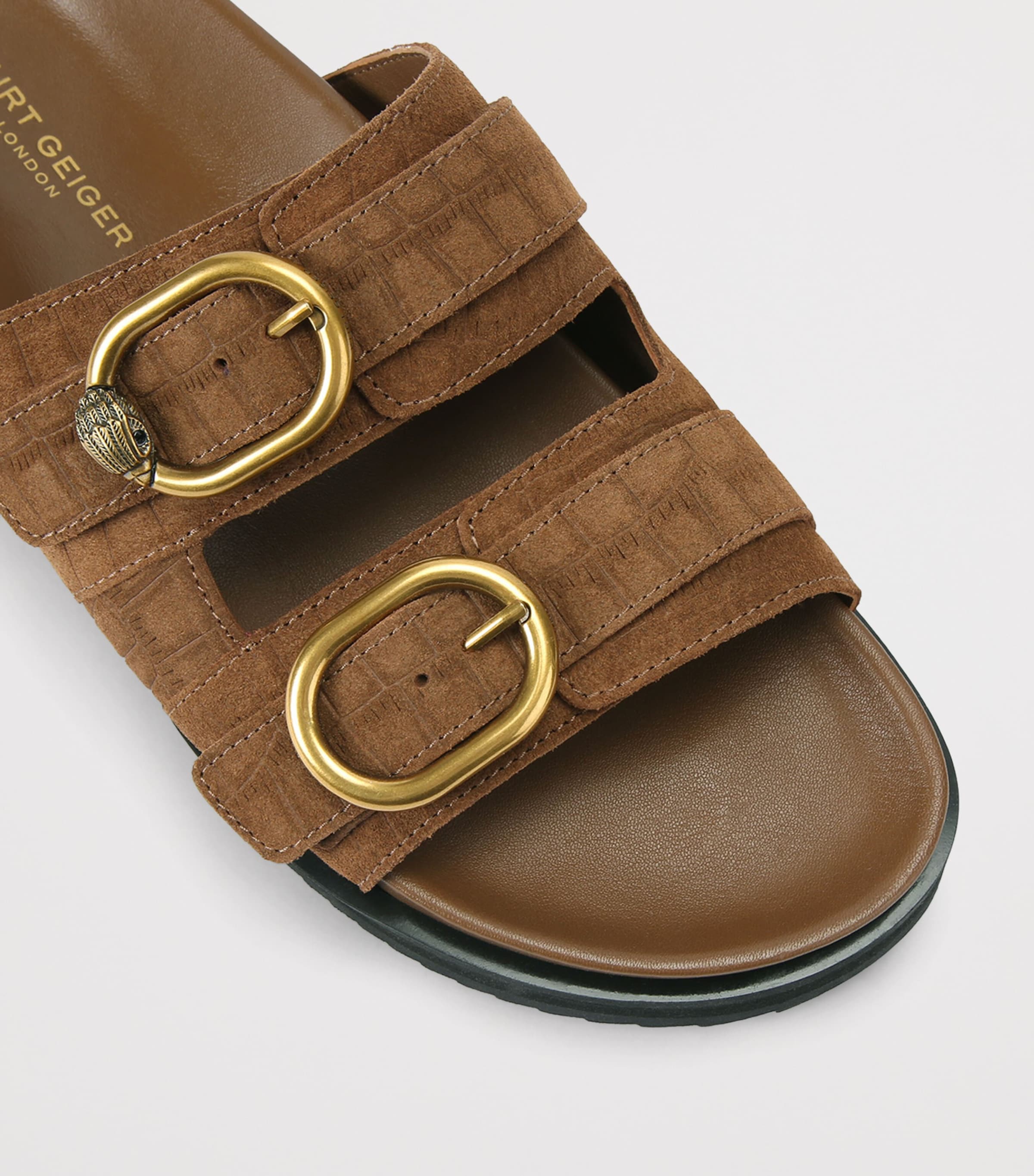 Kurt Geiger London Suede Bancroft Sandals Tan Image 2