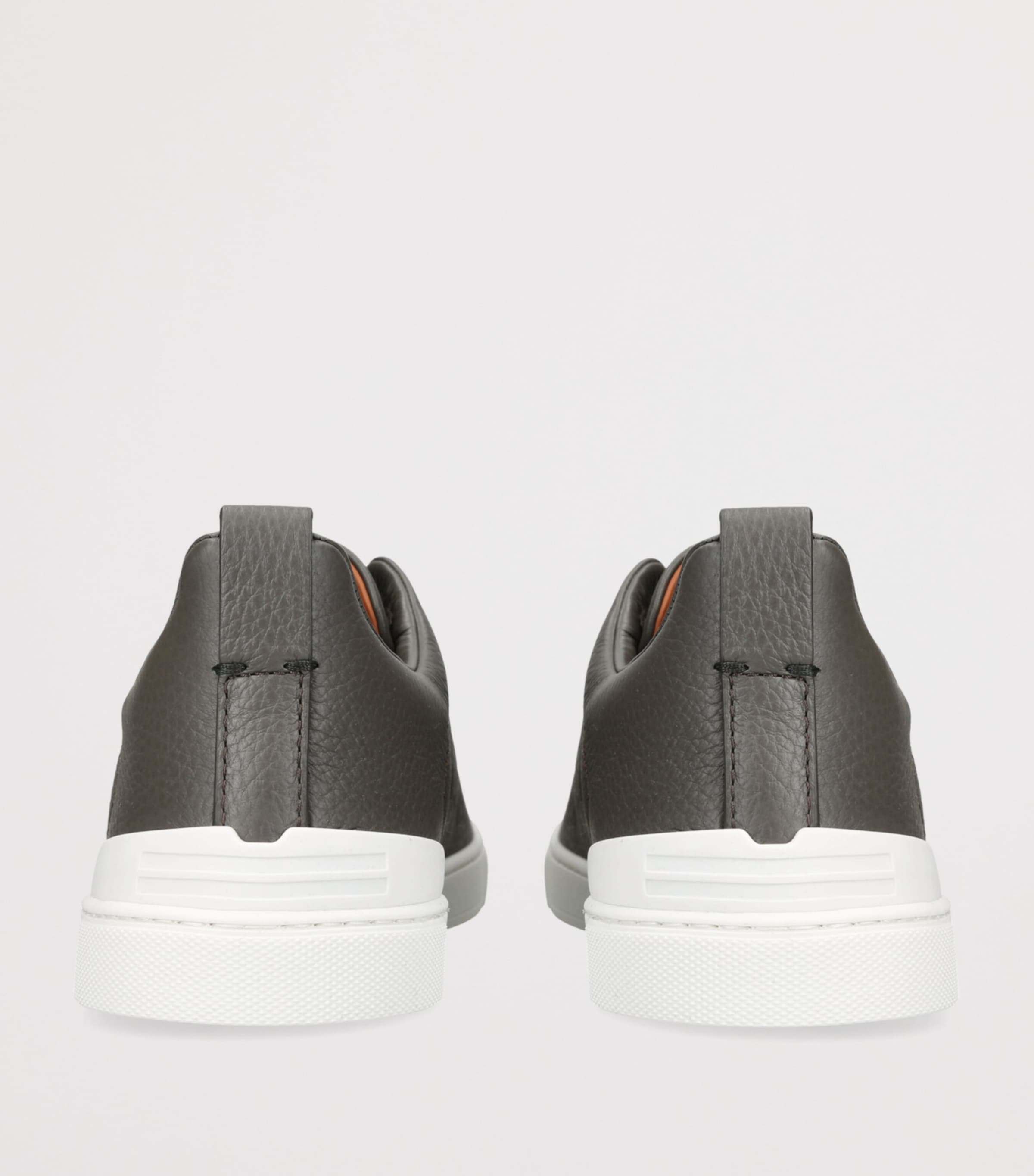 Zegna Leather Triple Stitch Sneakers Gunmetal Image 2