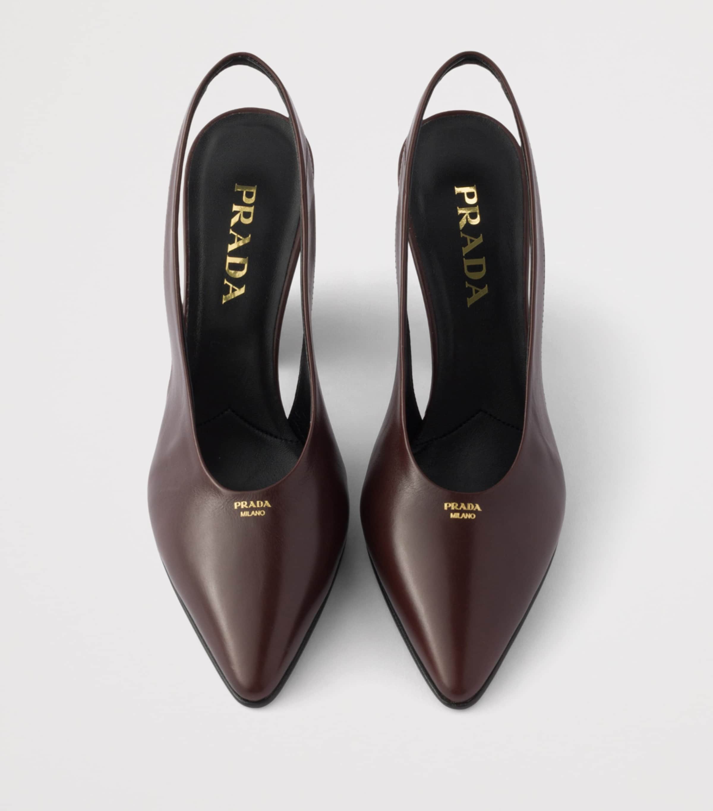 Prada Leather Slingback Pumps 85 Brown Image 4