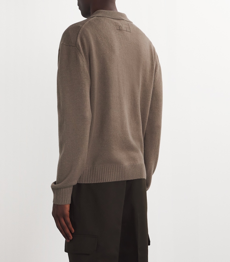 FRAME Mens Wool-Silk Polo Sweater Soft Mocha Image 4