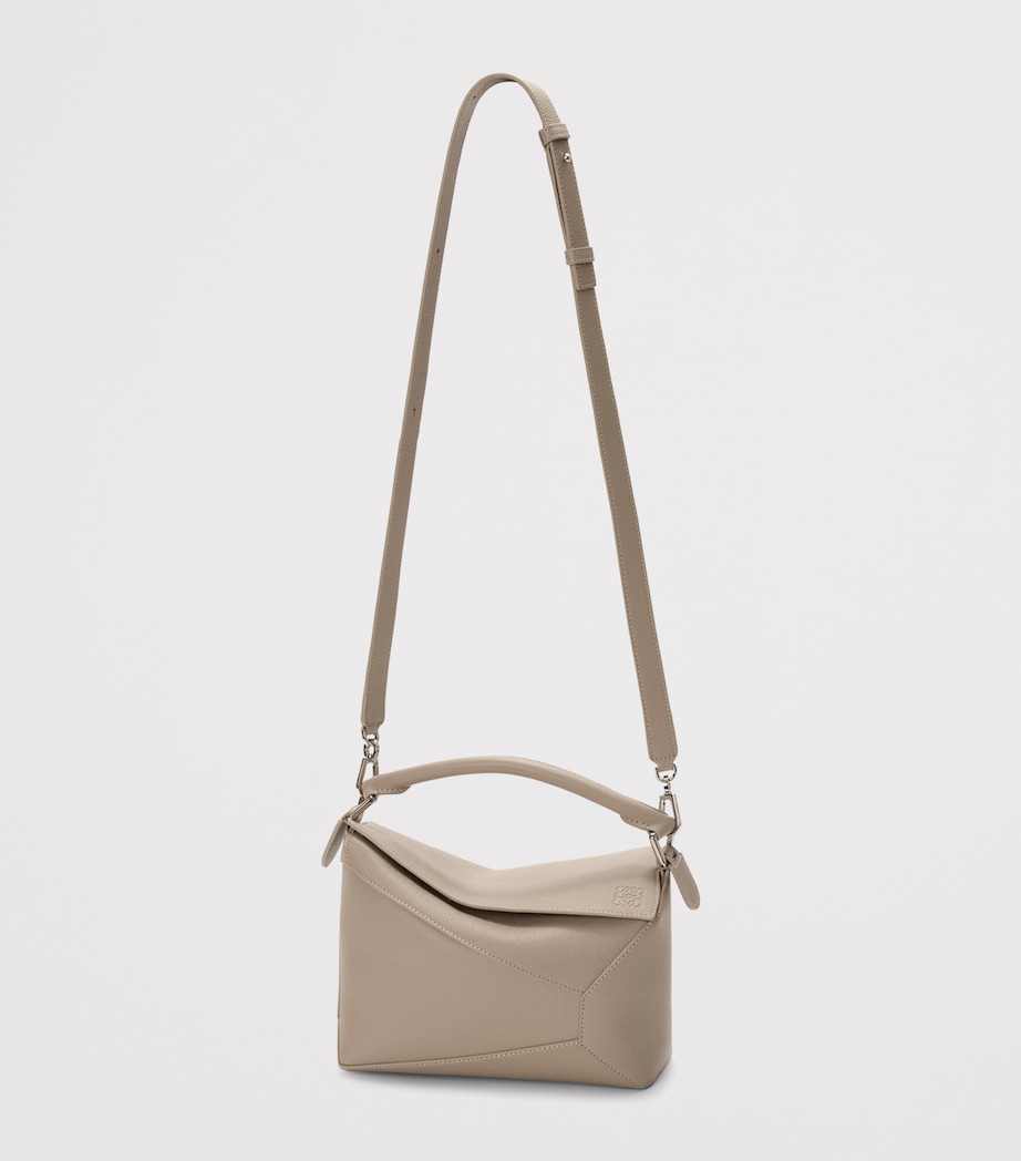 Small Leather Puzzle Edge Top-Handle Bag CLAY Image 6