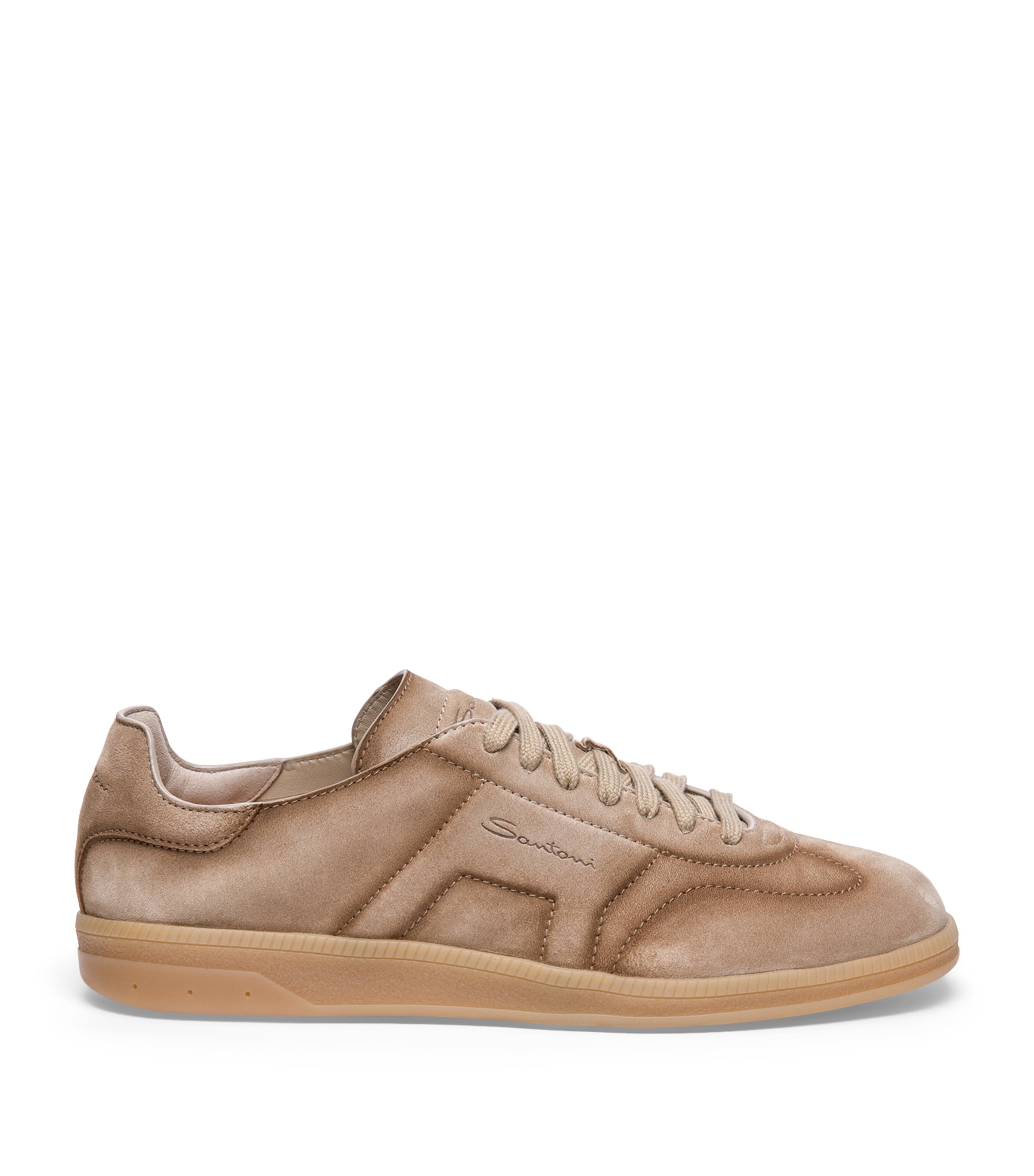 Santoni Soft Leather Sneakers For Casual Style In Neutral
