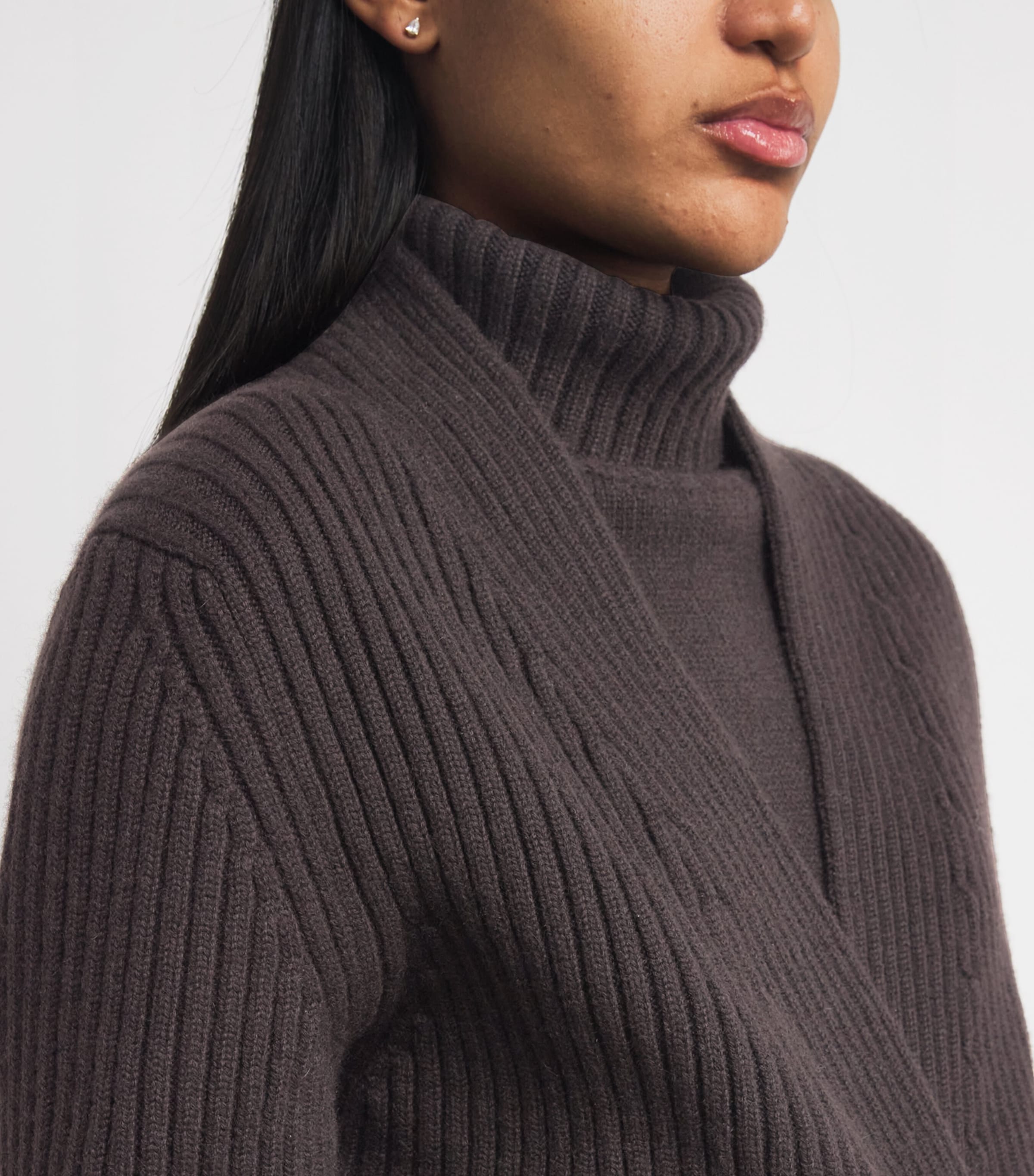 Cashmere Longline Cardigan DARK BROWN Image 6