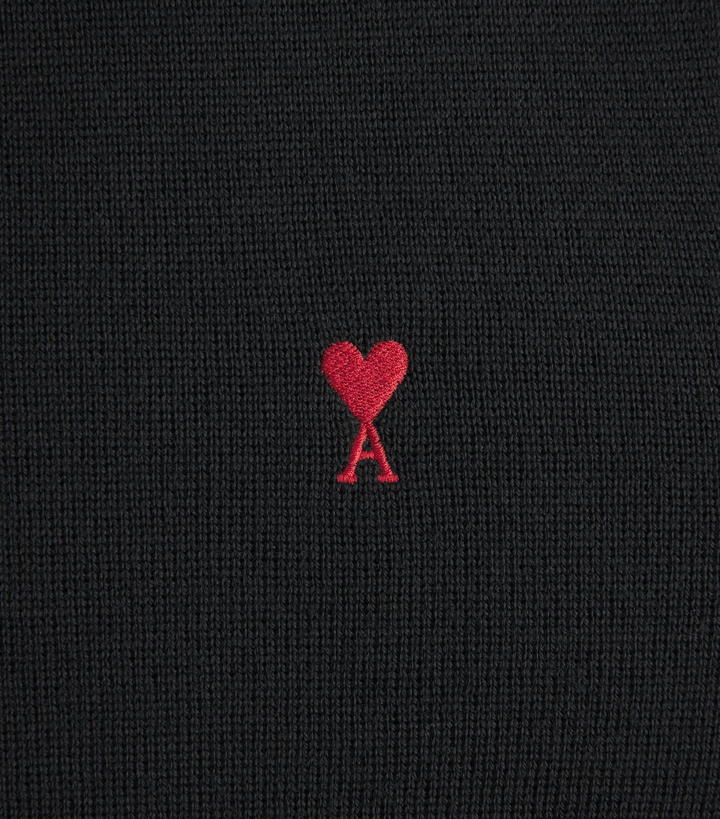 AMI Paris Mens Wool Ami de Coeur Sweater Noir/rouge Image 6