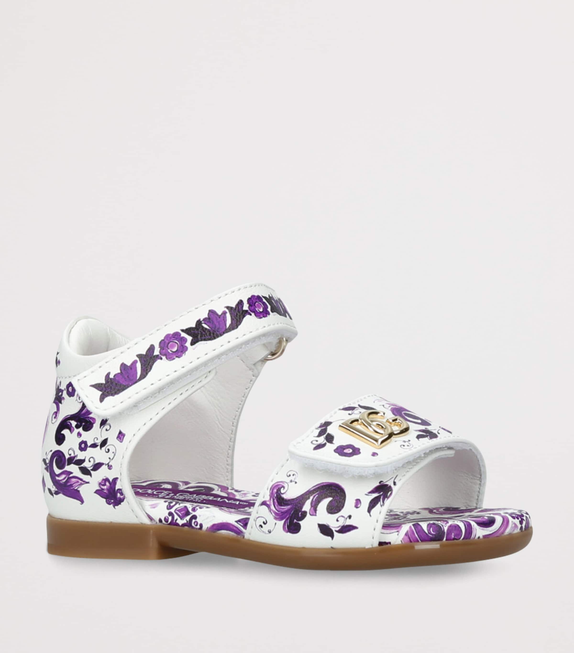 Dolce&Gabbana Kids Printed Leather Sandals Purple Image 3
