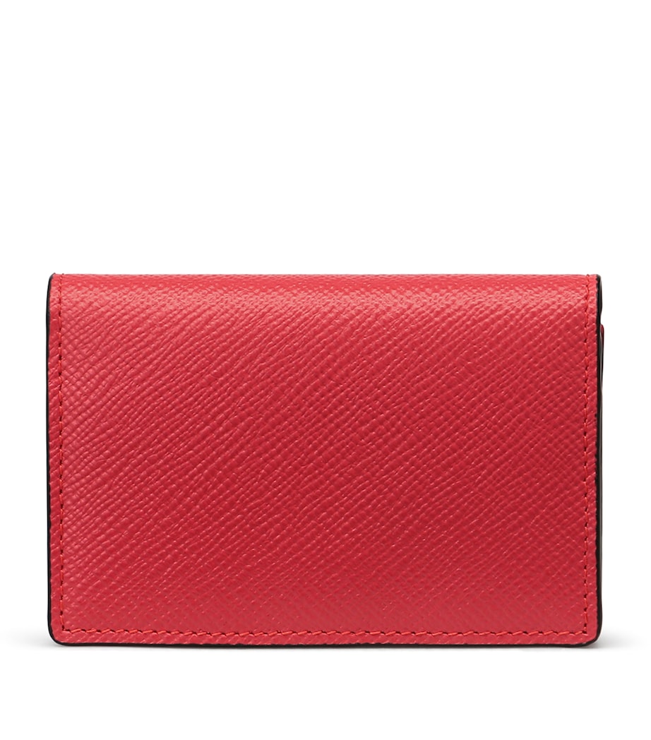 Leather Panama Folded Card Holder SCARLET RED Image 3