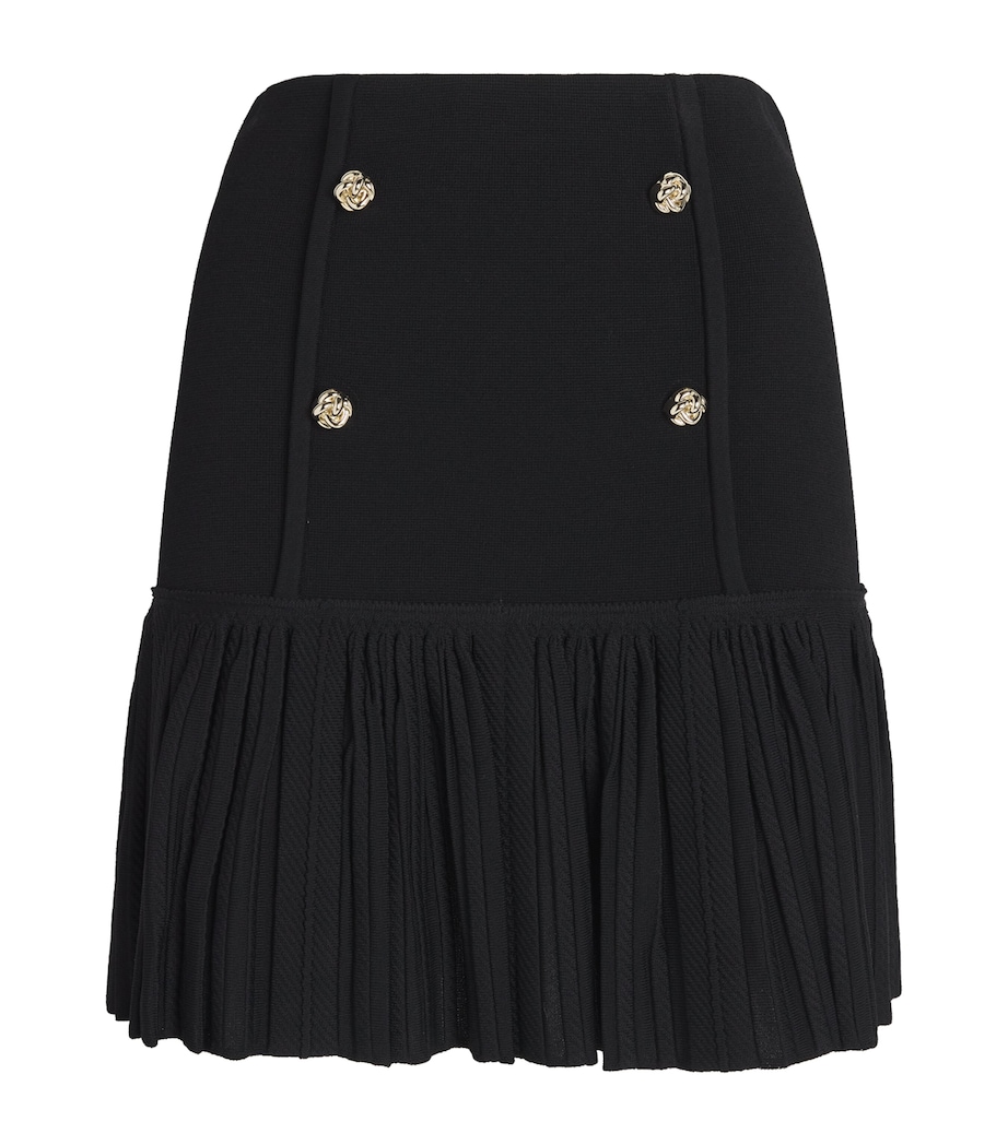 Knitted Buttoned Mini Skirt BLACK Image 1
