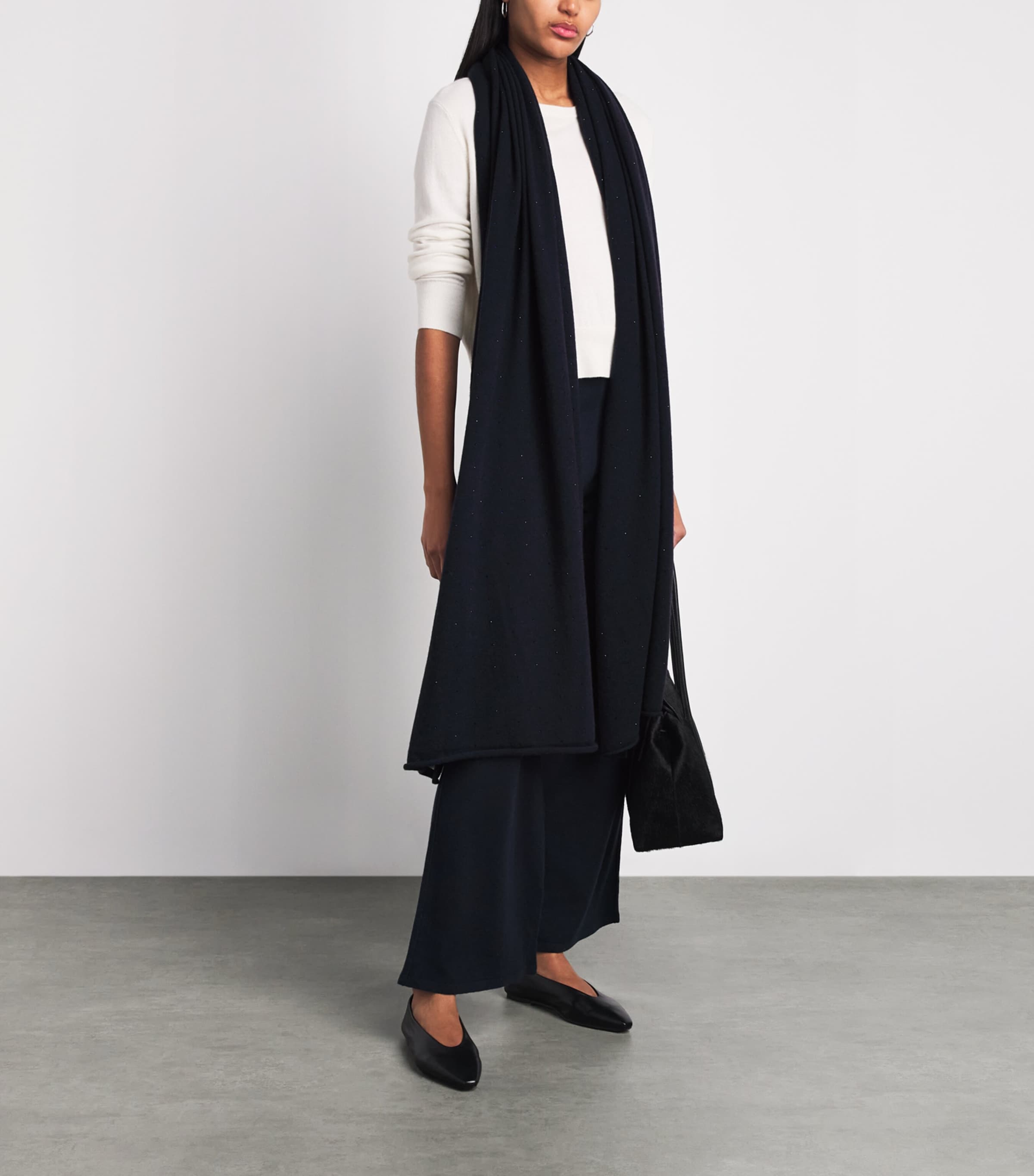 William Sharp Cashmere Crystal-Embellished Scarf Midnight Image 2