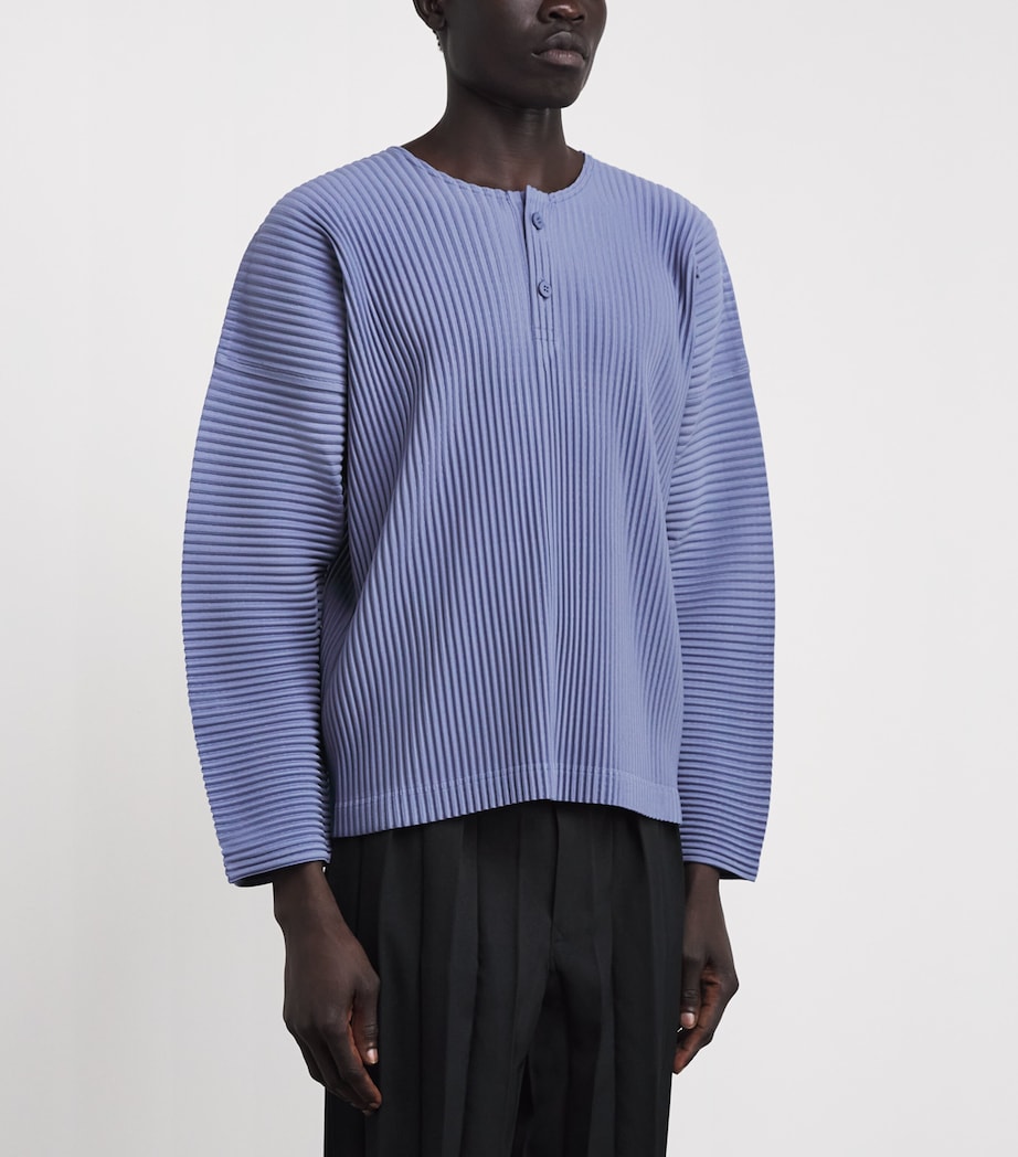 Homme Plissé Issey Miyake Mens Pleated Henley Shirt Manarola Wal Vlt Image 4