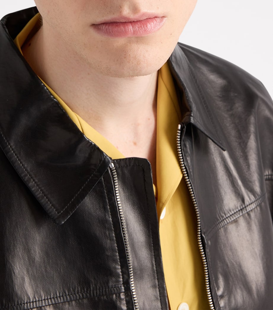 Leather Bomber Jacket F049N Image 3