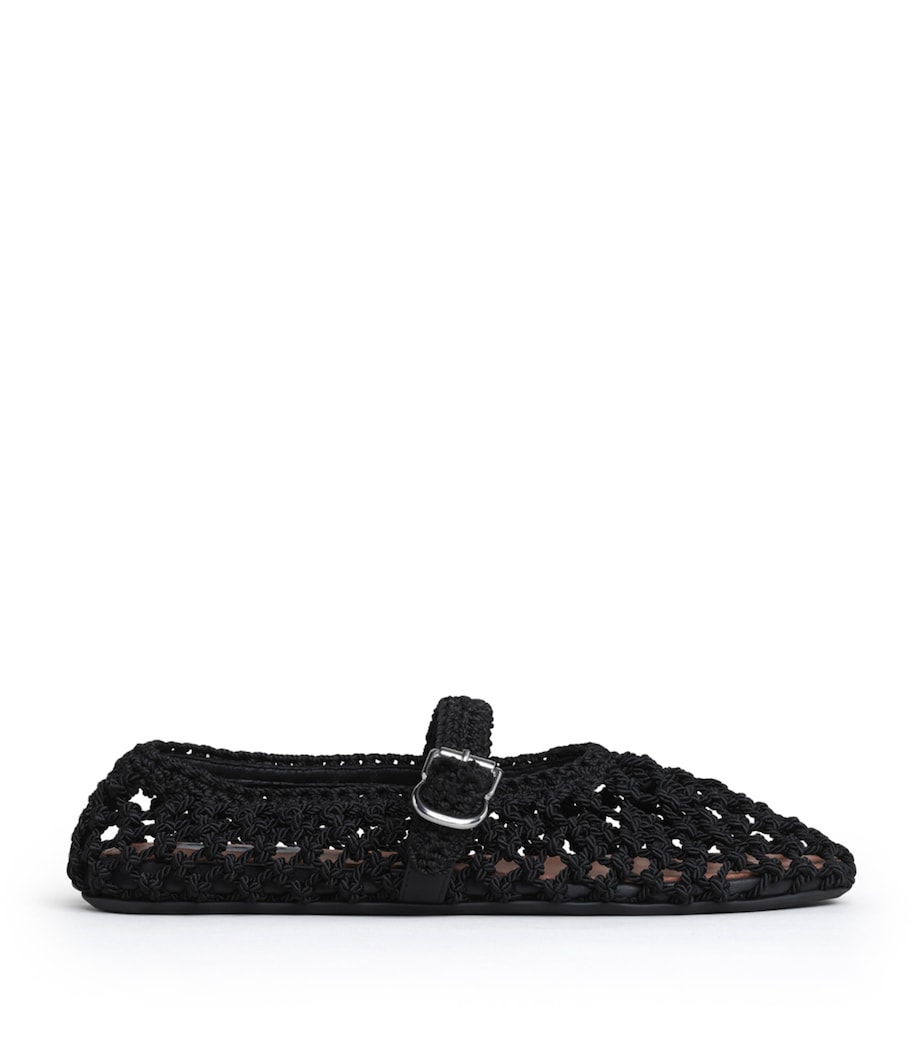 Alaïa Satin Crochet Ballet Flats Noir Image 1