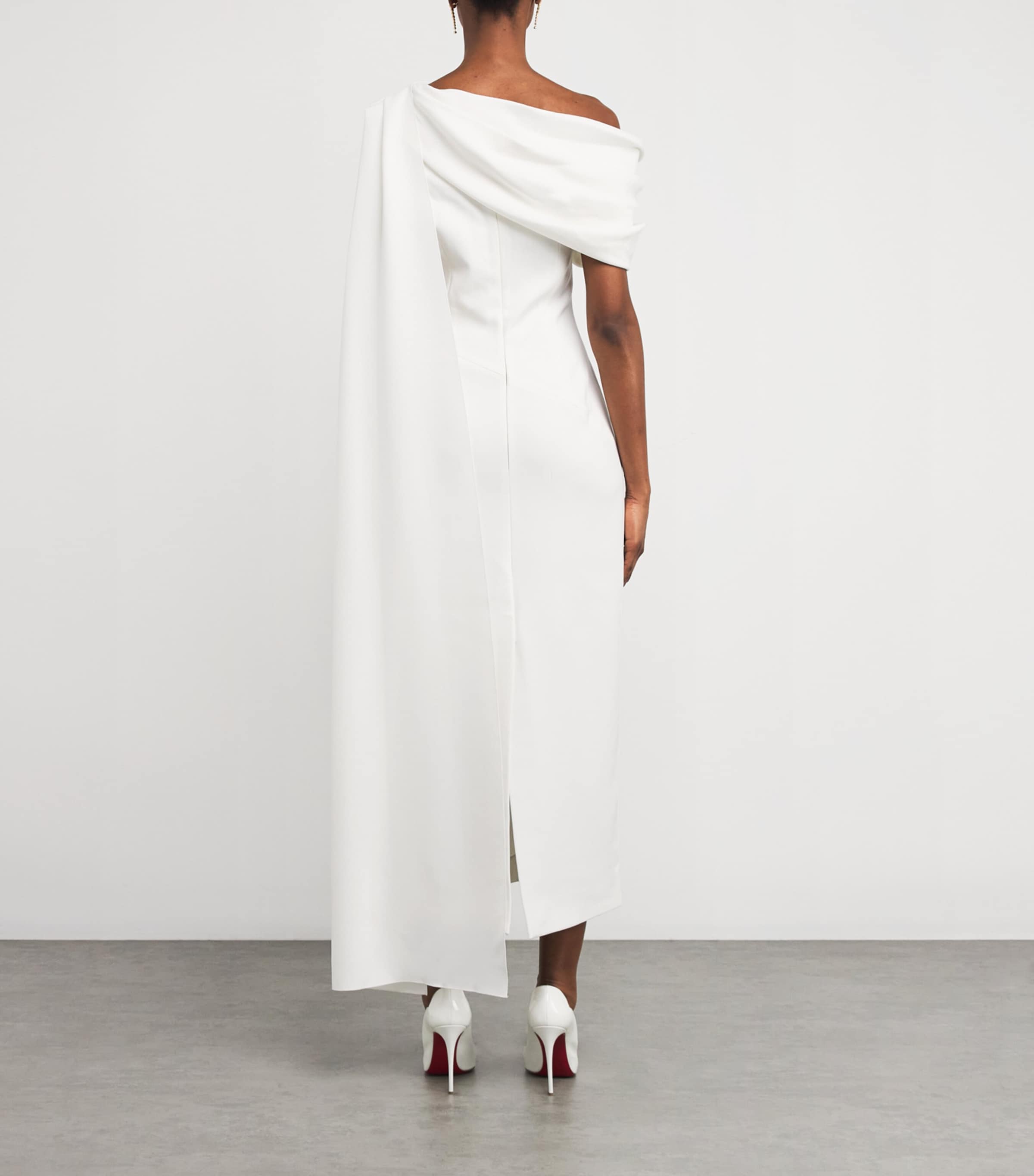 Crepe Draped Maite Maxi Dress IVORY Image 3