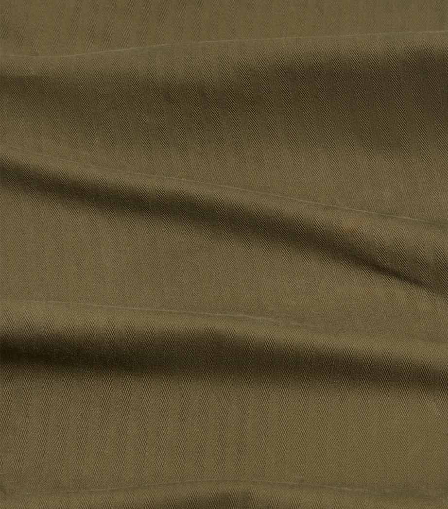 Cotton Micro-Herringbone Single-Pleat Tapered Chinos 312OLIVE Image 6