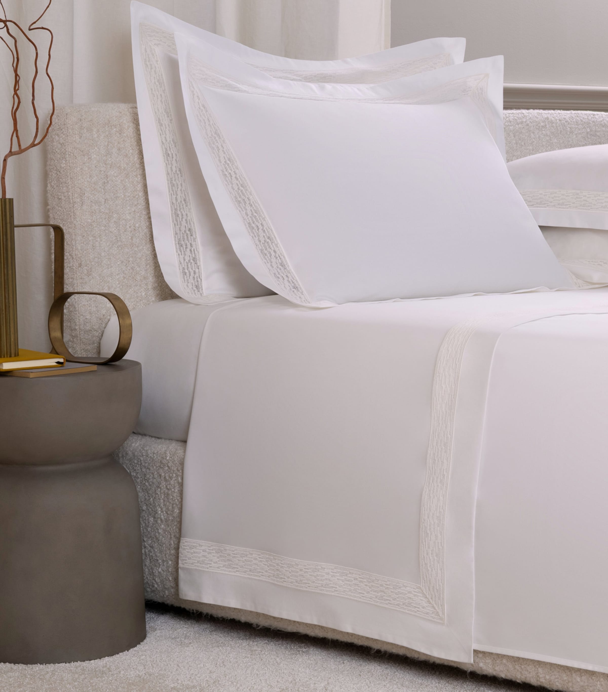 Frette Cotton Balance Lace King Flat Sheet Set (270cm x 320cm) Milk Image 1