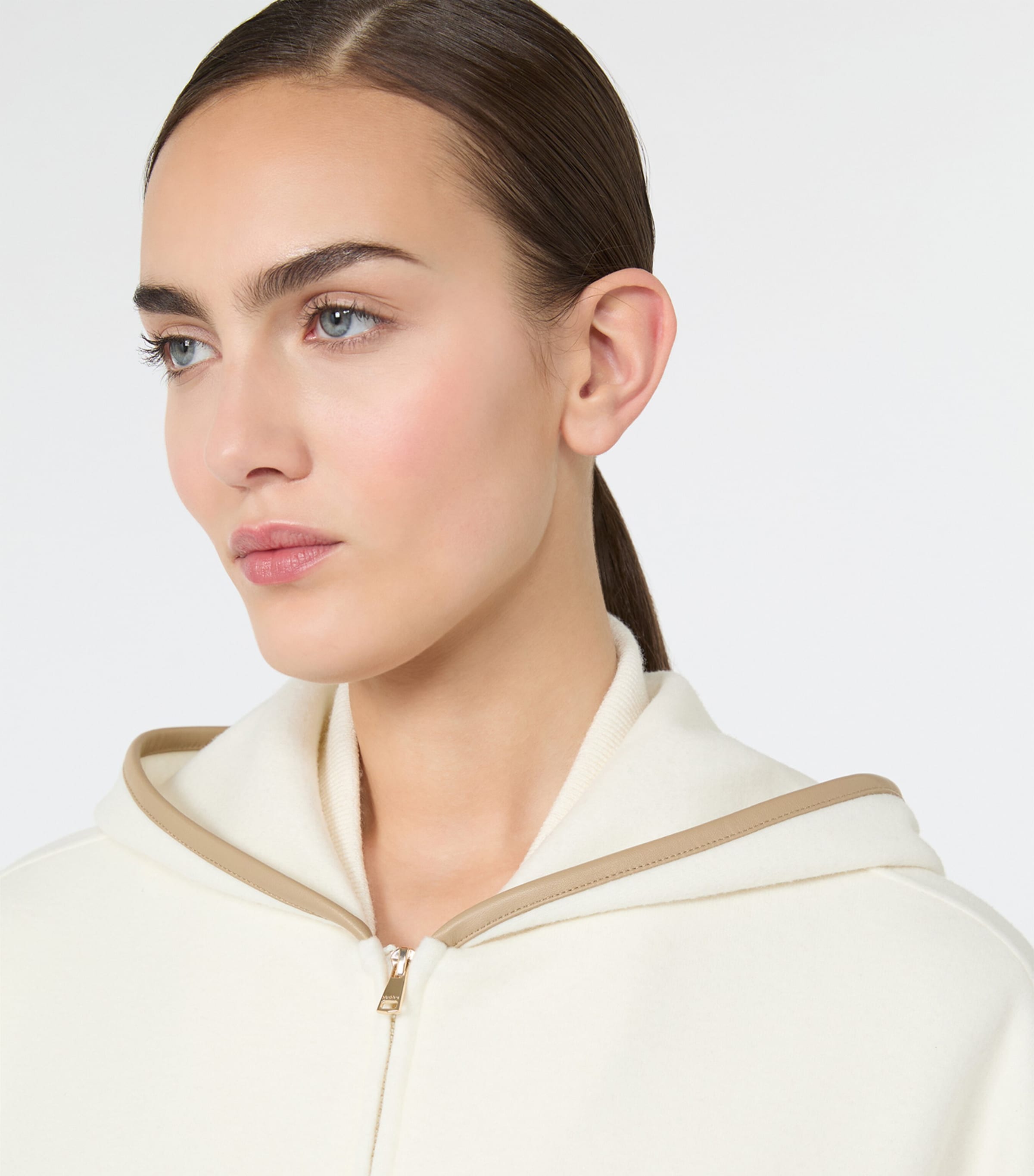 Max Mara Womens Virgin Wool-Blend Zip-Up Hoodie White Image 4