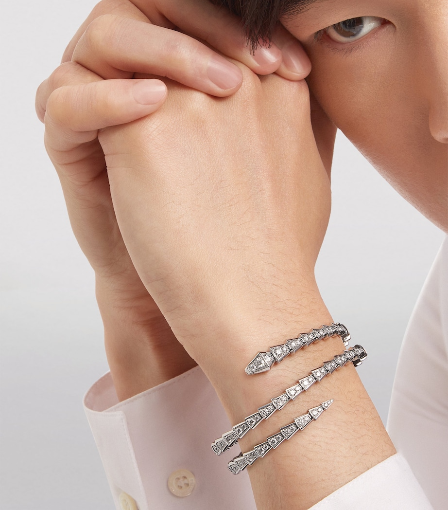 Small White Gold and Diamond Serpenti Viper Bracelet WHITE GOLD Image 5