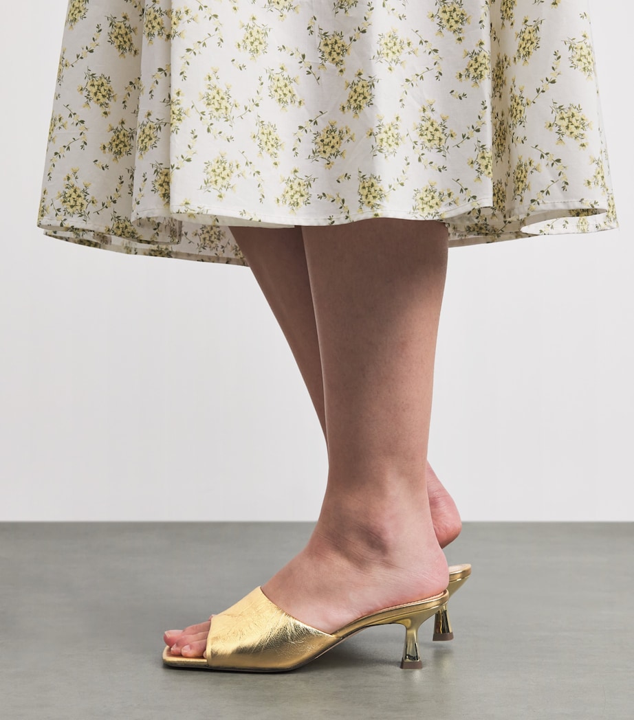 Sandro Paris Metallic Leather Heeled Mules 55 Gold Image 6