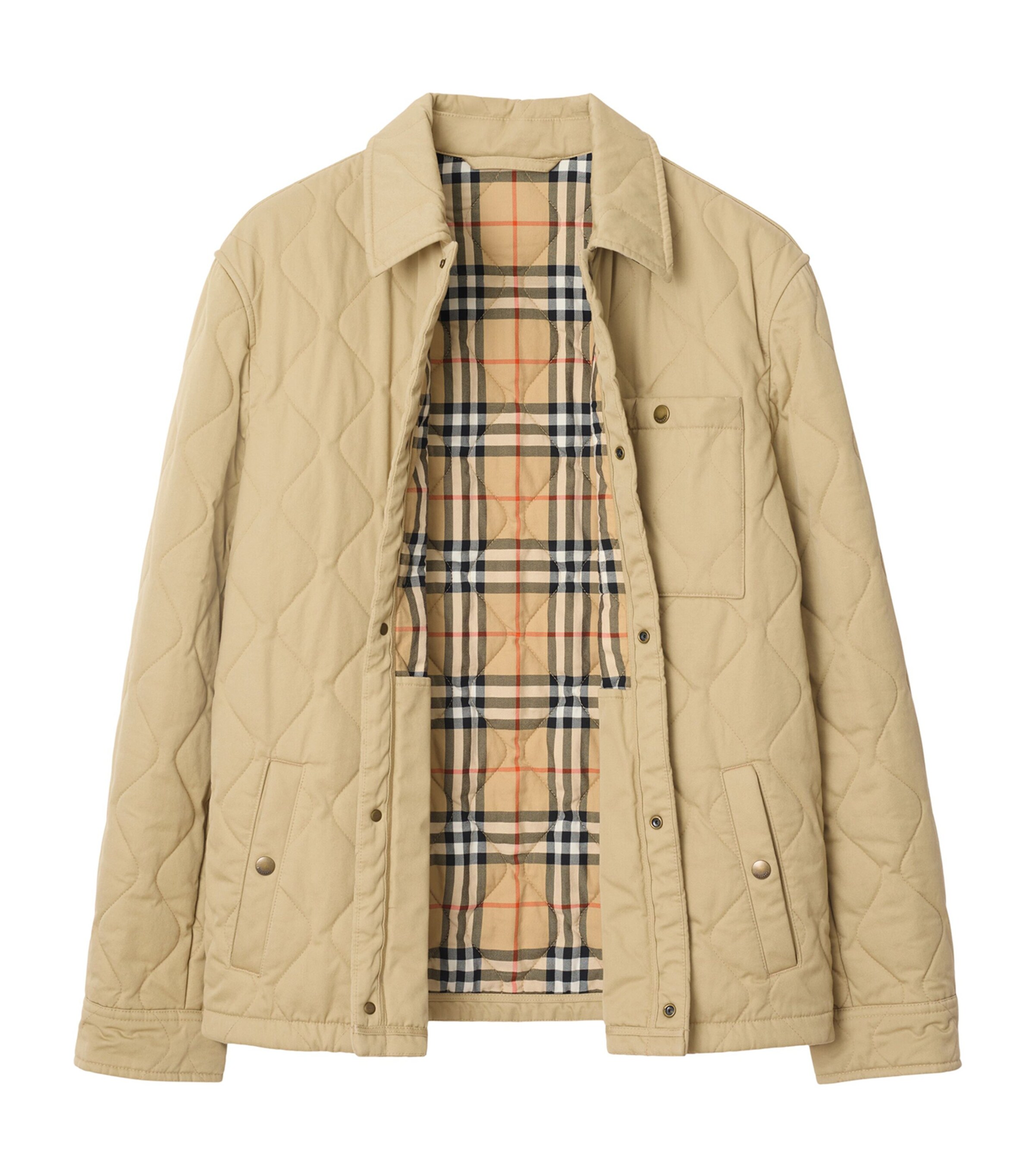 Burberry Beige Gabardine Quilted Overshirt Harrods AO