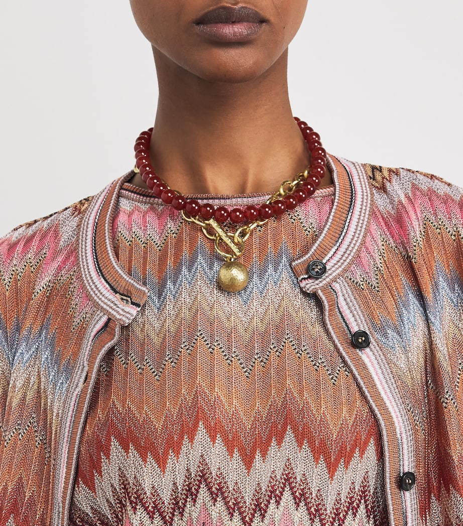 Snake Chevron Cardigan SM9Y1 PINK/RUST TONE Image 6