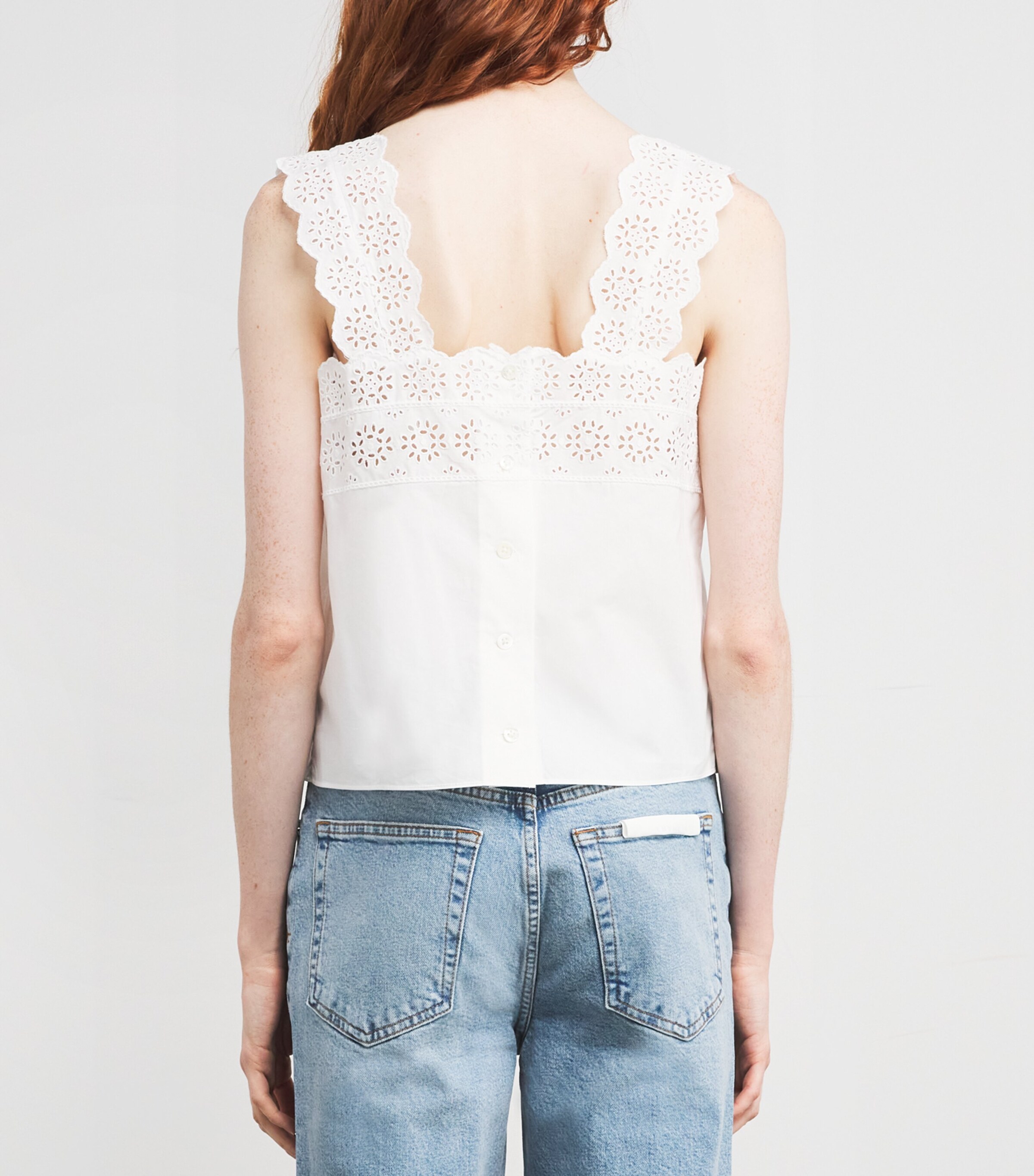 Organic Cotton The Eyelet Tank Top WHITE Image 4