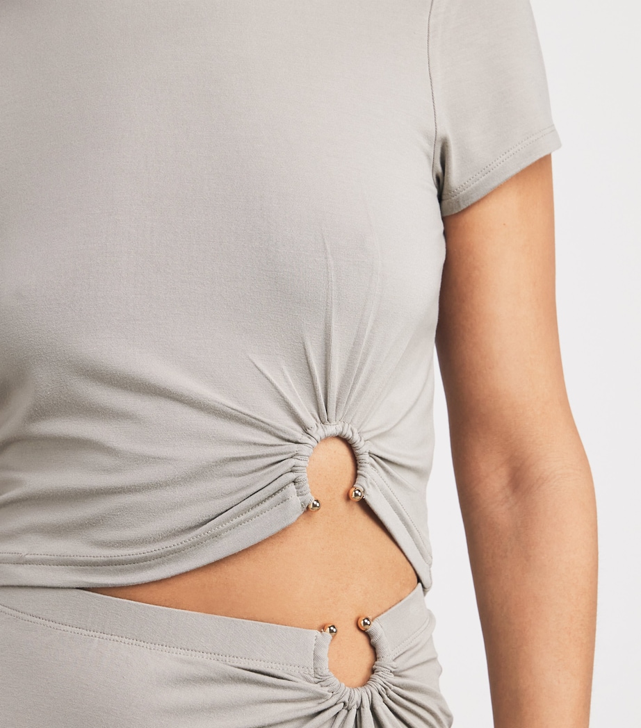 Stretch-Jersey Cut-Out T-Shirt 006MUSHROOM Image 6