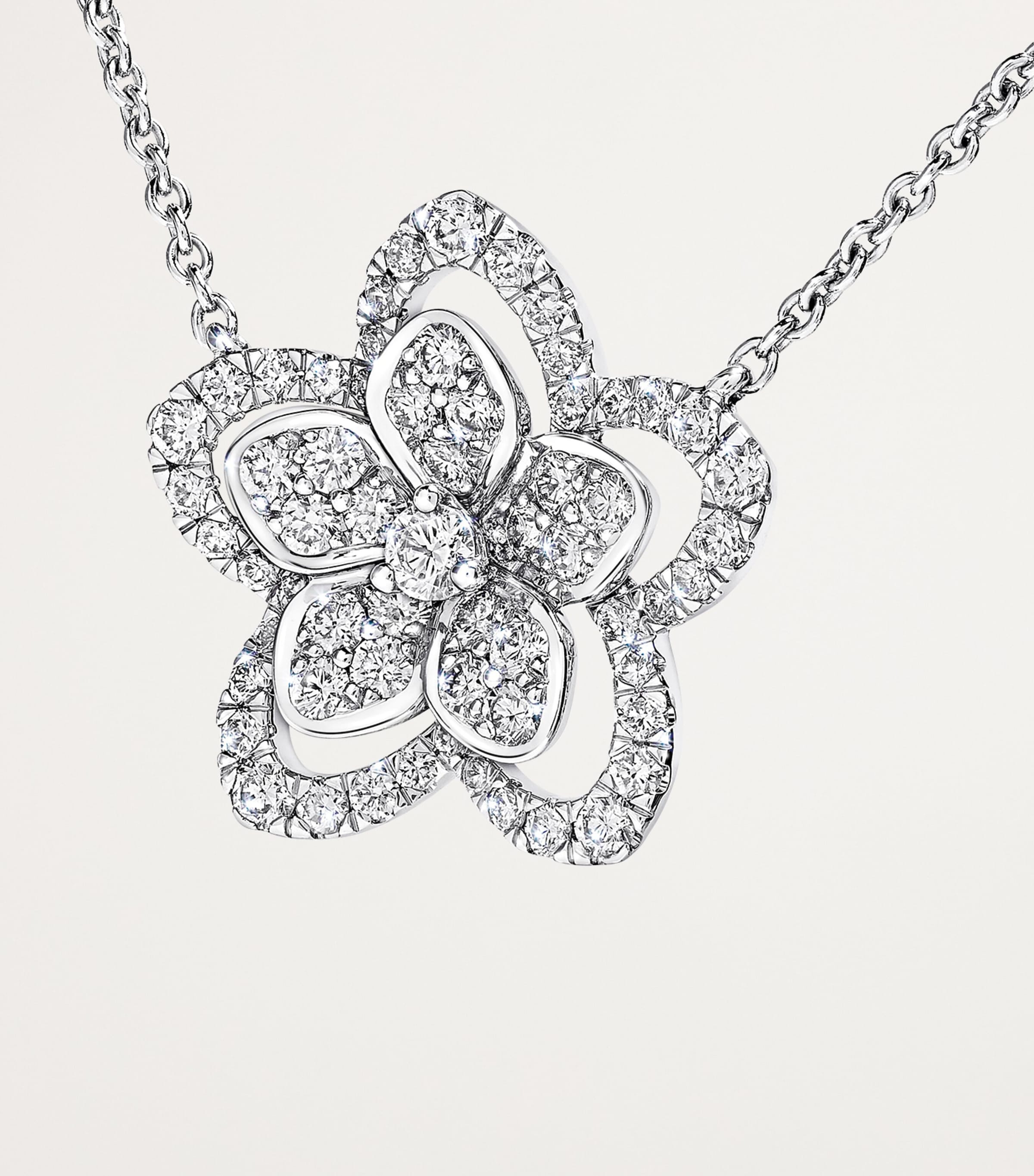 White Gold and Diamond Wild Flower Necklace WHITE GOLD Image 3