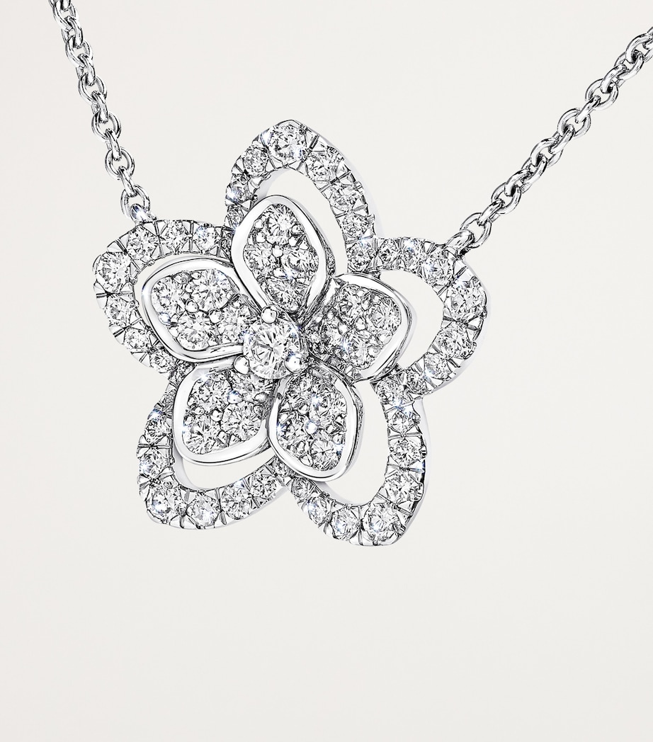 White Gold and Diamond Wild Flower Necklace WHITE GOLD Image 3